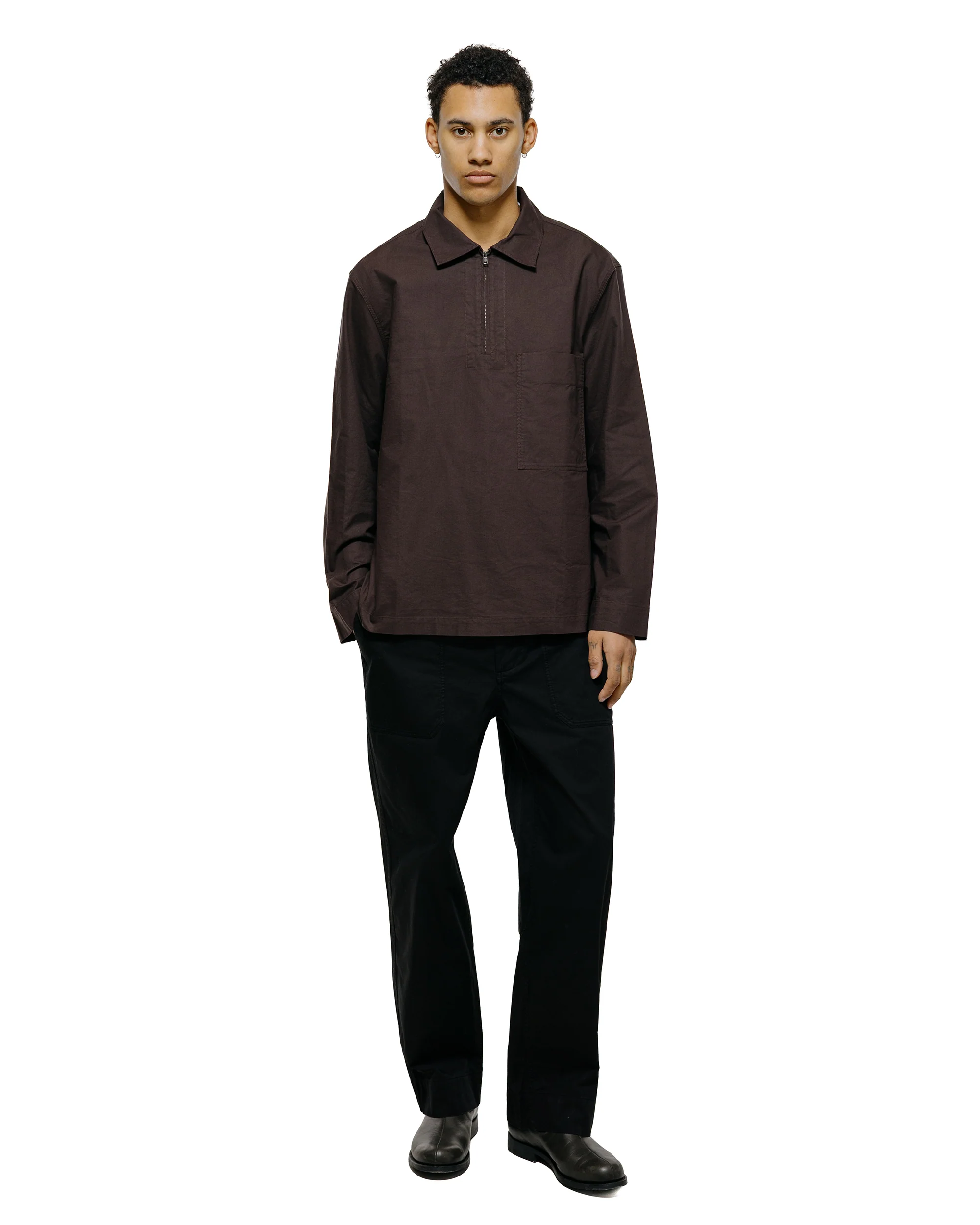 MHL Long Sleeve Half Zip Shirt Cotton Canvas Shirting Earth - Image 4