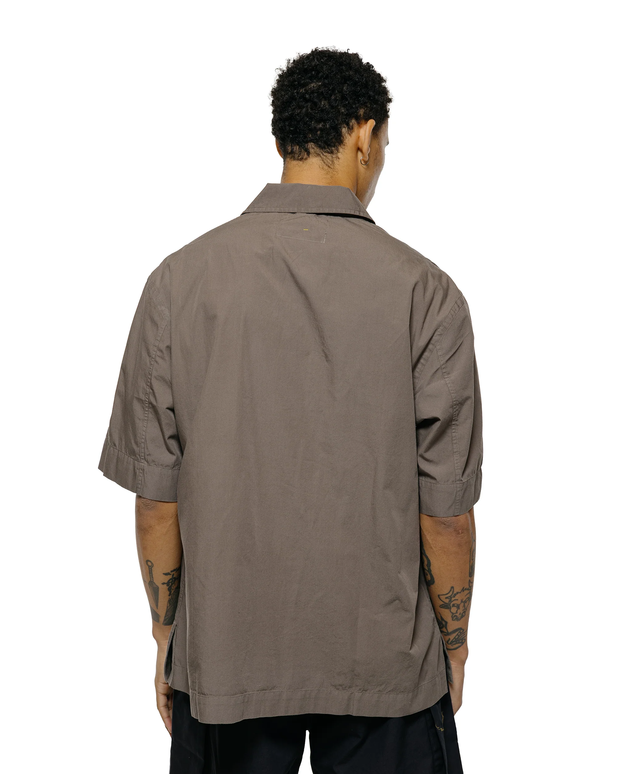 MHL Offset Placket Polo Washed Cotton Poplin Mole - Image 3