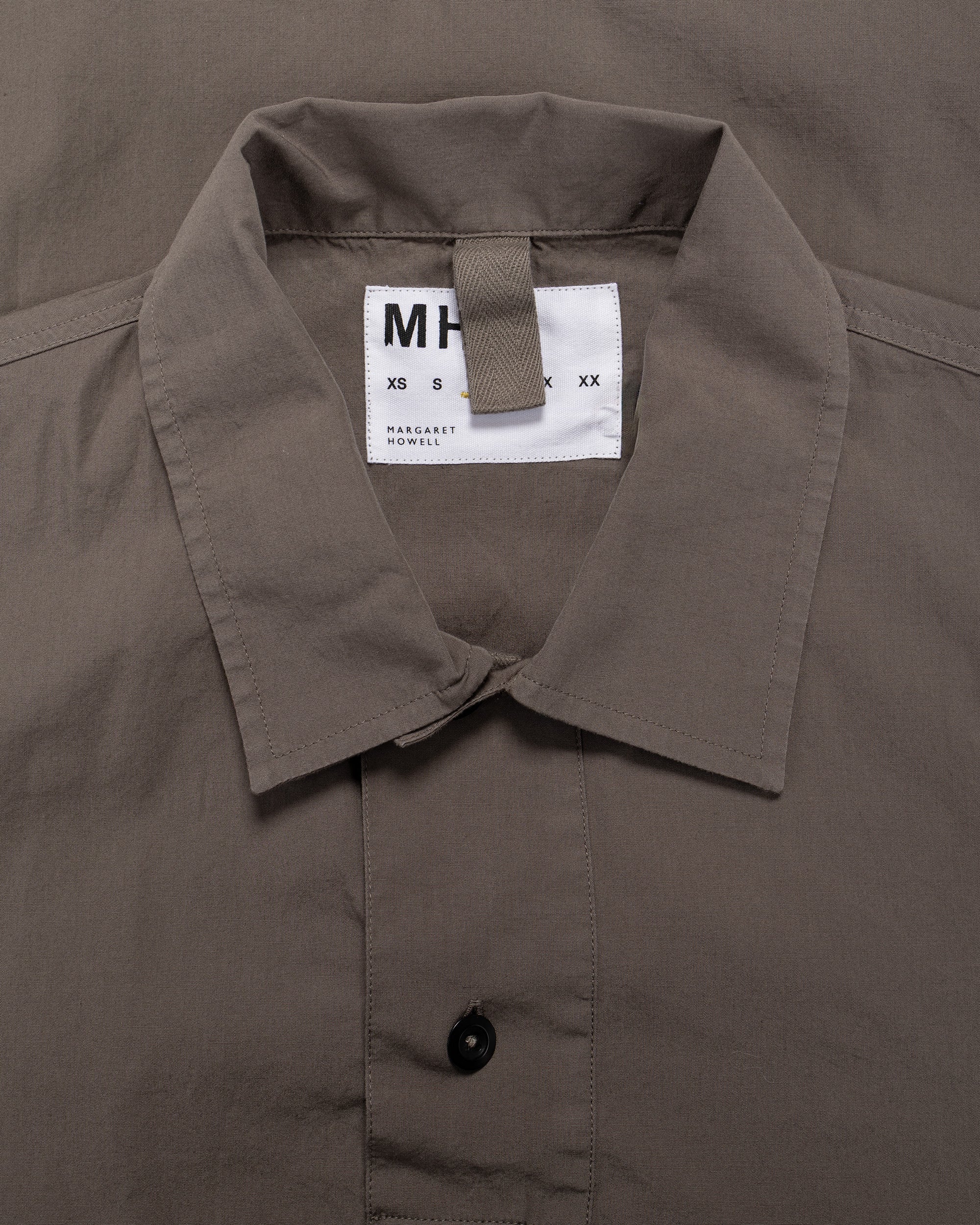 MHL Offset Placket Polo Washed Cotton Poplin Mole - Image 5