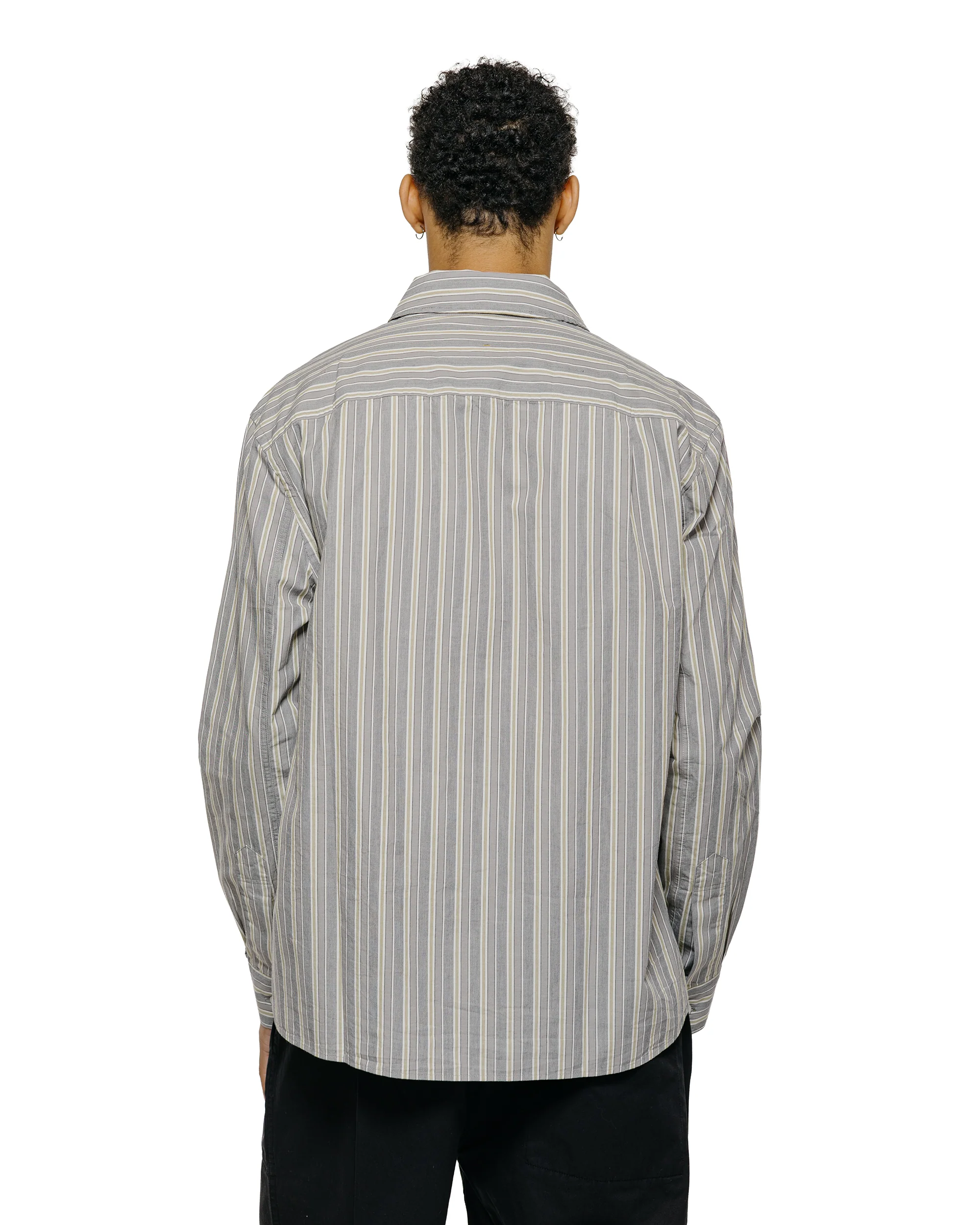 MHL Overall Shirt Pyjama Stripe Cotton Off White/Grey/Zest - Image 3