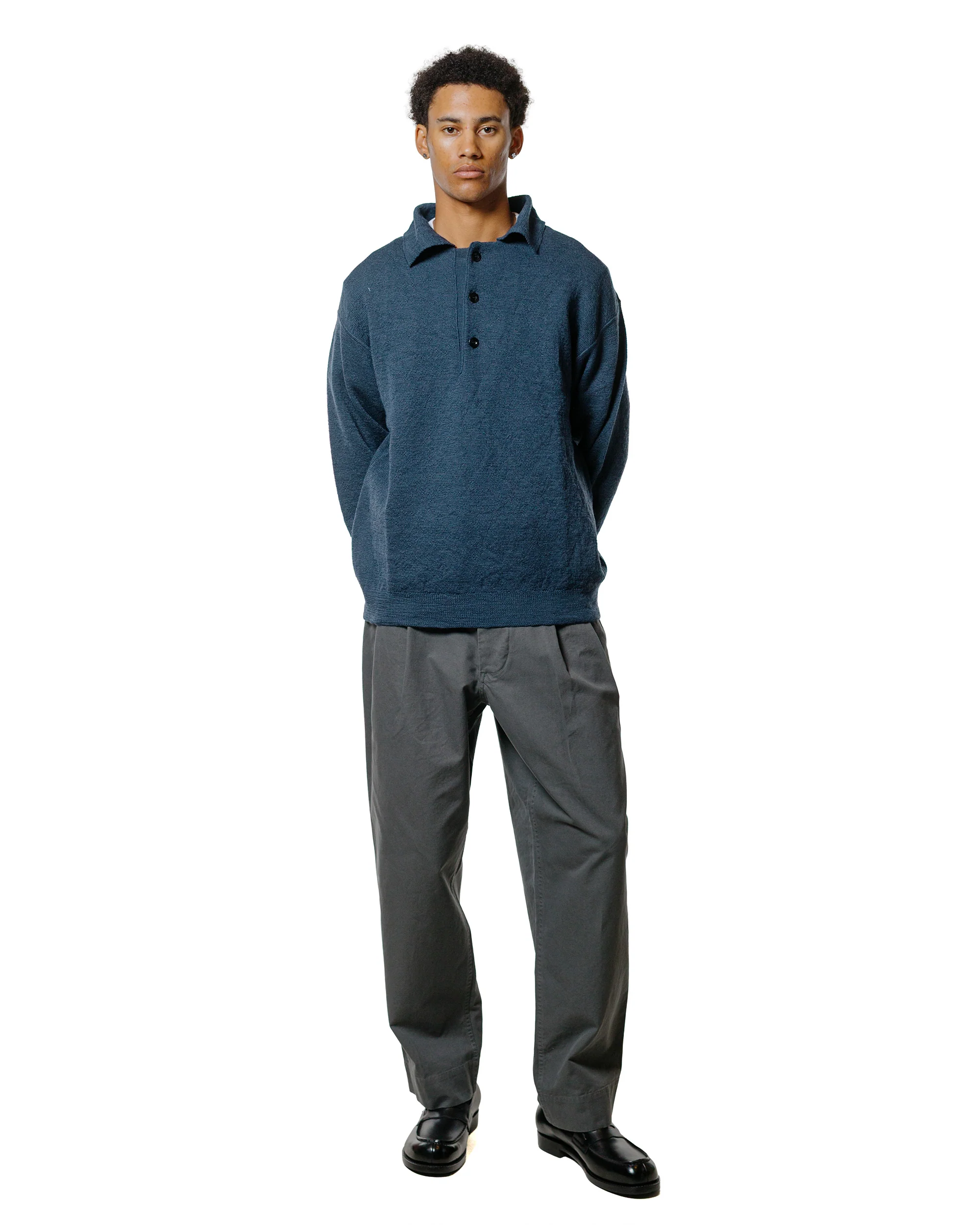 MHL Oversized Knitted Polo Dry Wool Uniform Blue - Image 4