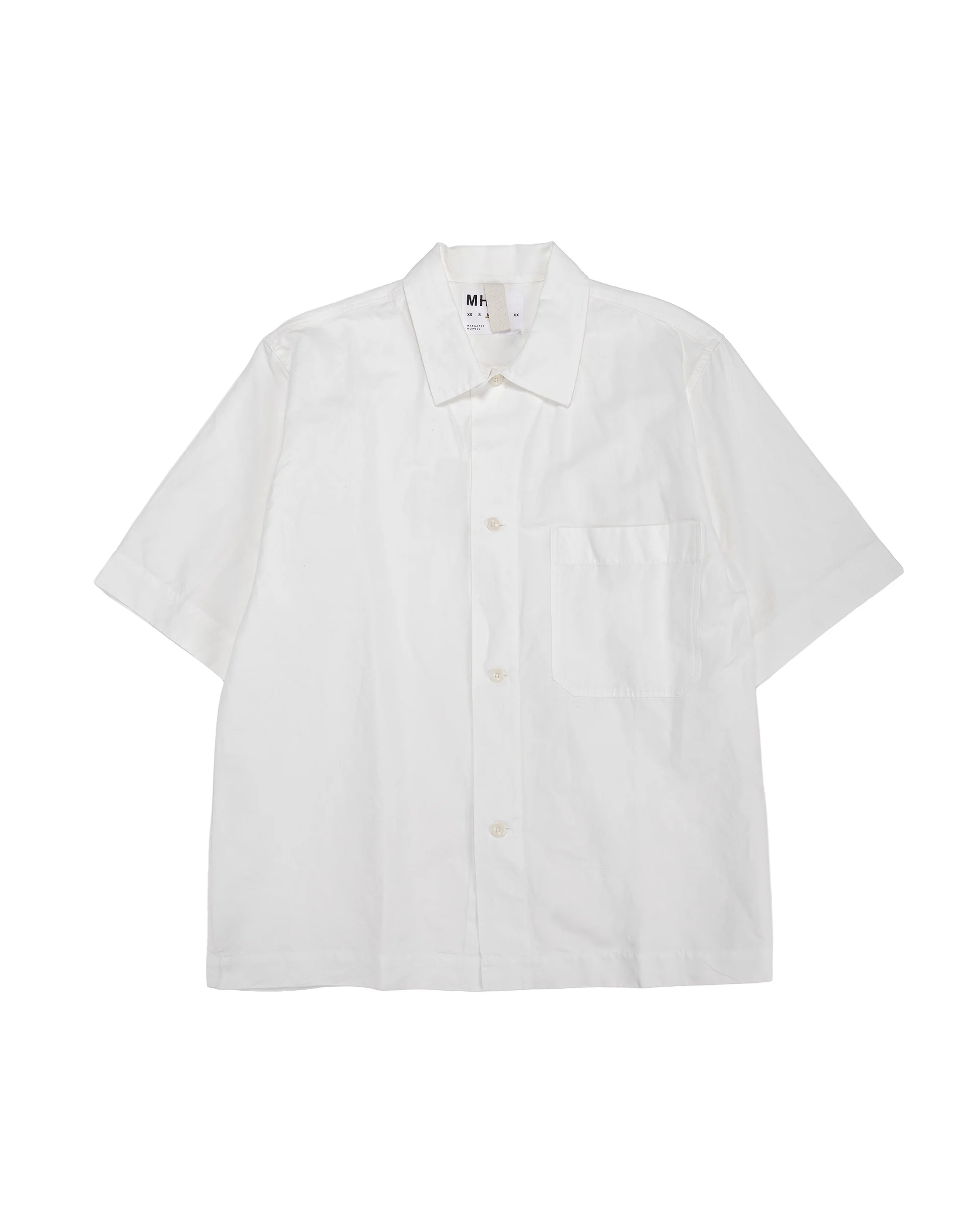 MHL S/S PJ Shirt Cotton Linen Poplin Chalk