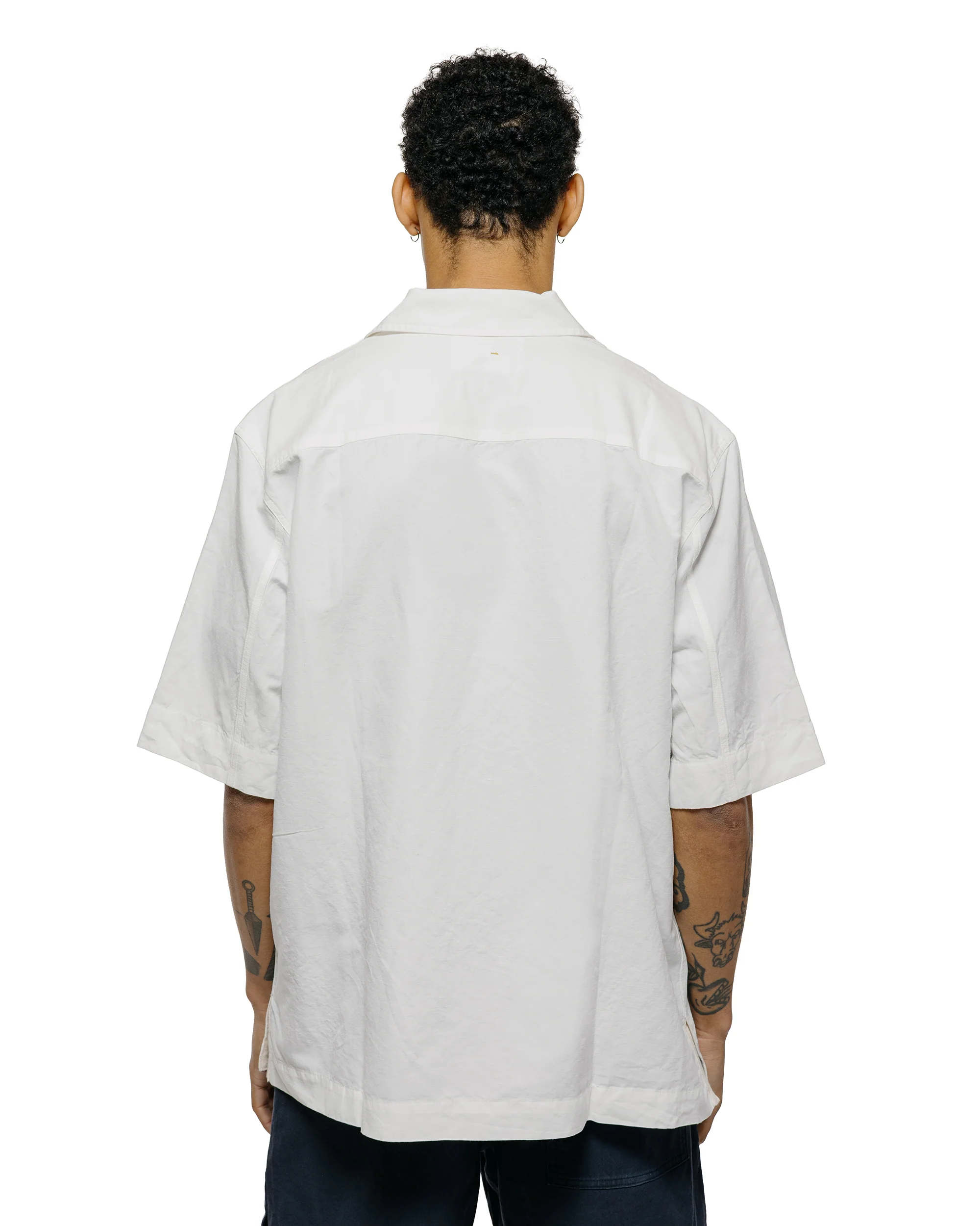 MHL S/S PJ Shirt Cotton Linen Poplin Chalk - Image 3