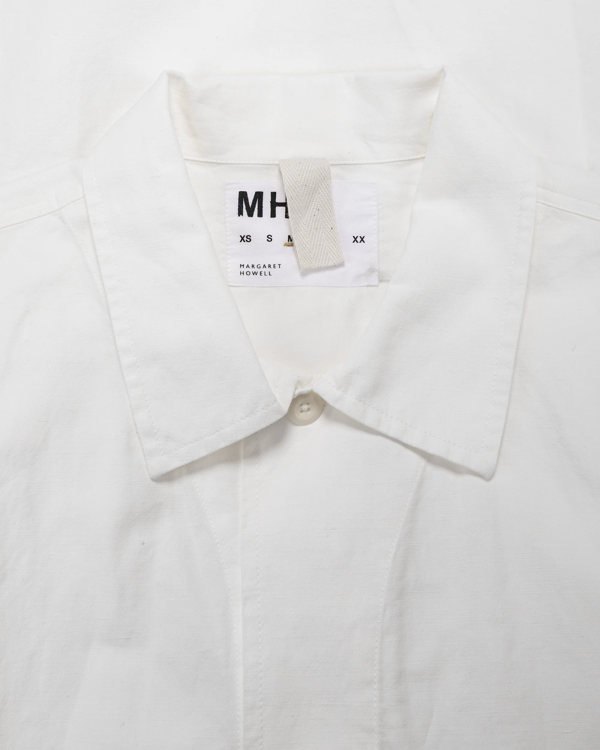 MHL S/S PJ Shirt Cotton Linen Poplin Chalk - Image 5