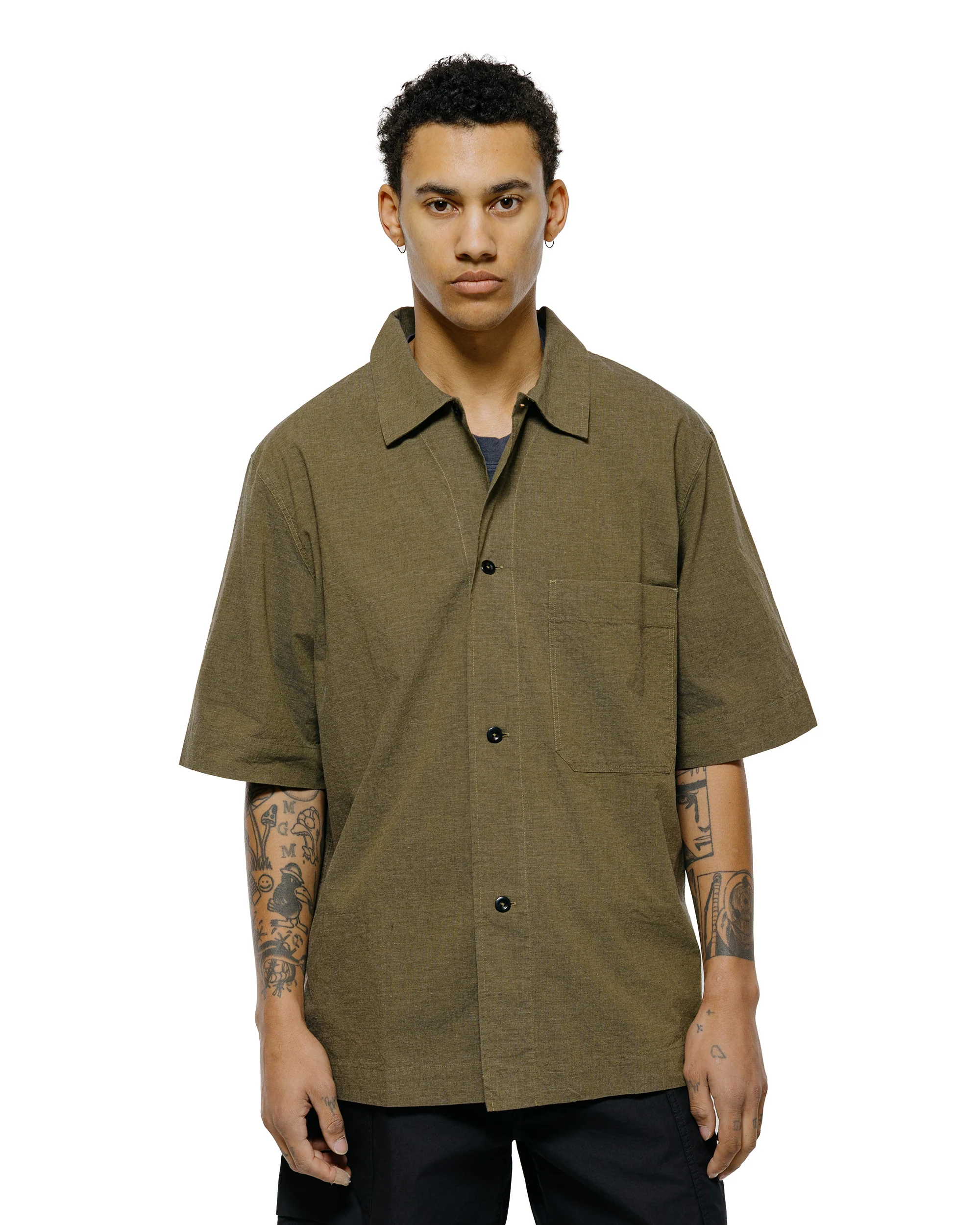 MHL S/S PJ Shirt Dry Cotton End On End Moss - Image 2