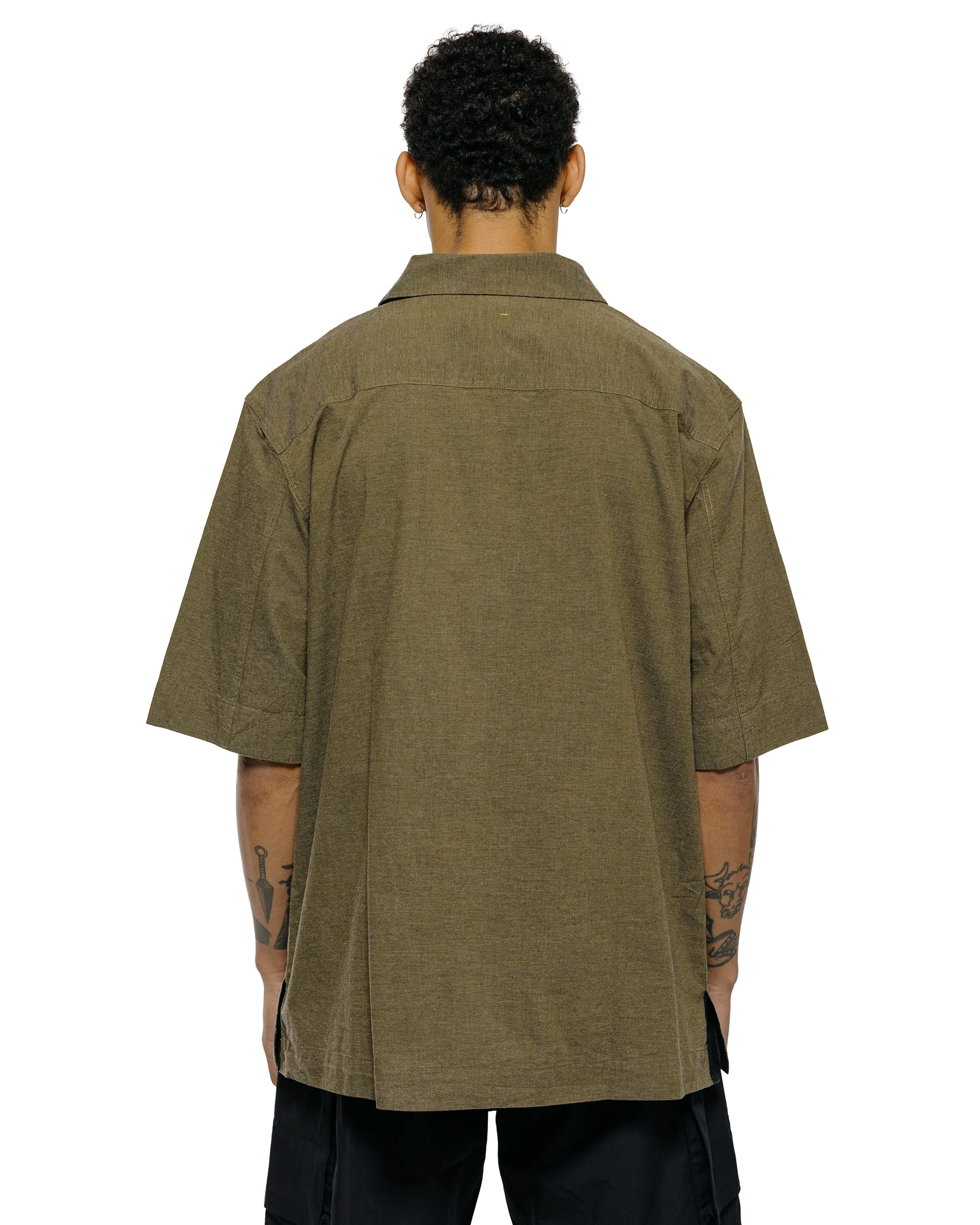 MHL S/S PJ Shirt Dry Cotton End On End Moss - Image 3