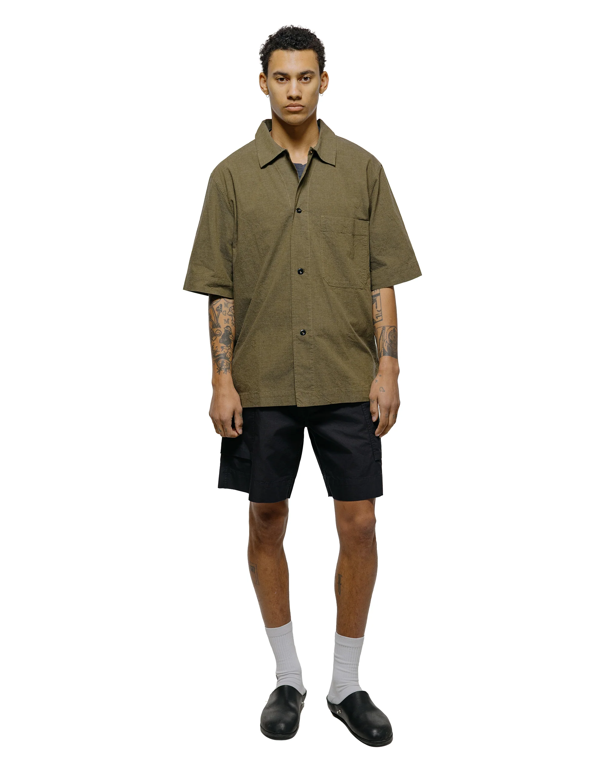 MHL S/S PJ Shirt Dry Cotton End On End Moss - Image 4