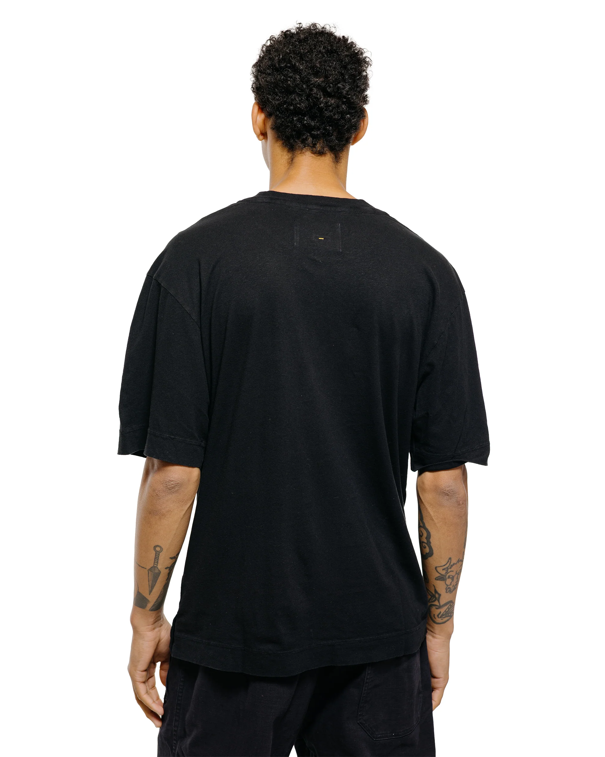 MHL Simple T-Shirt Organic Cotton Linen Jersey Black - Image 3