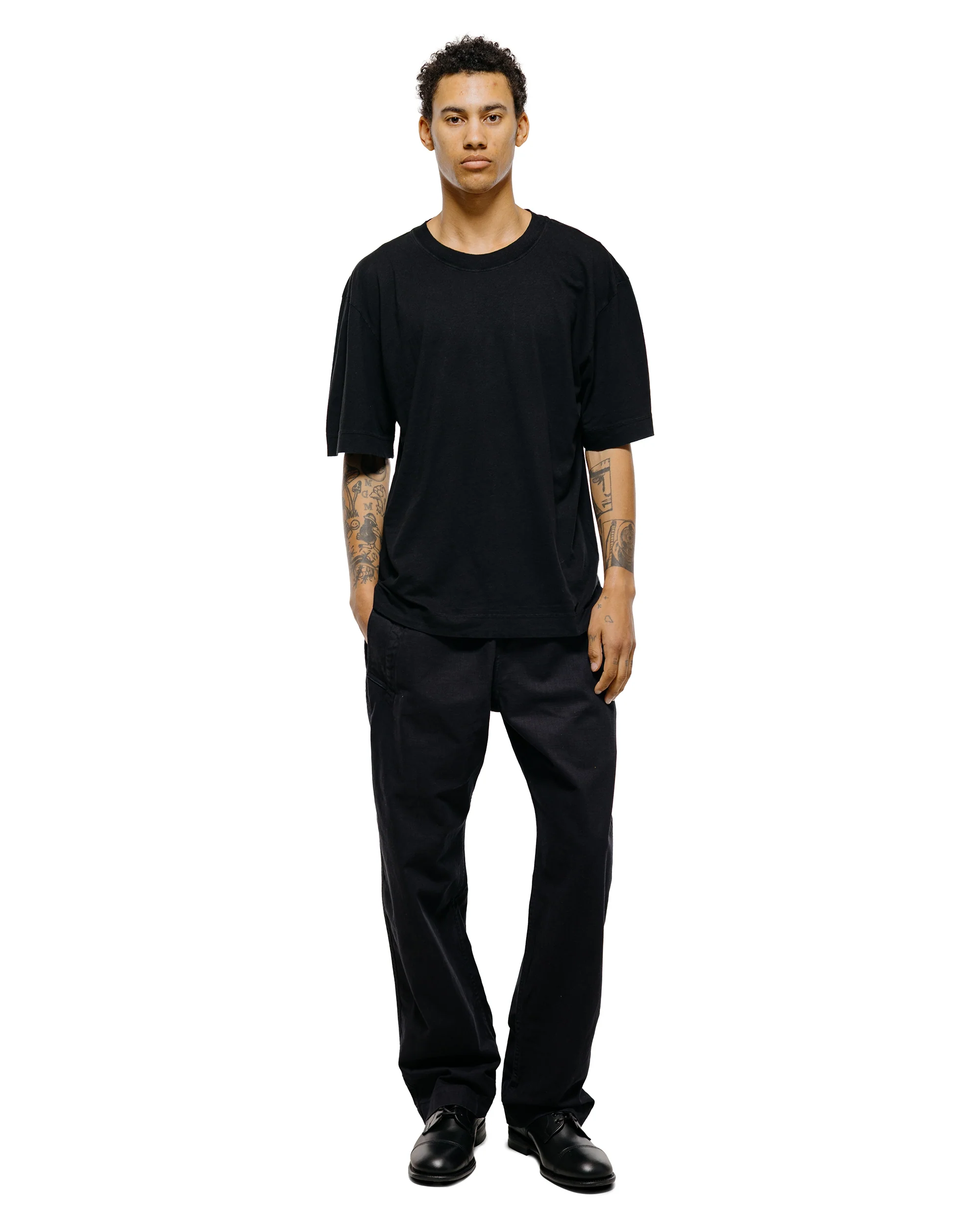 MHL Simple T-Shirt Organic Cotton Linen Jersey Black - Image 4
