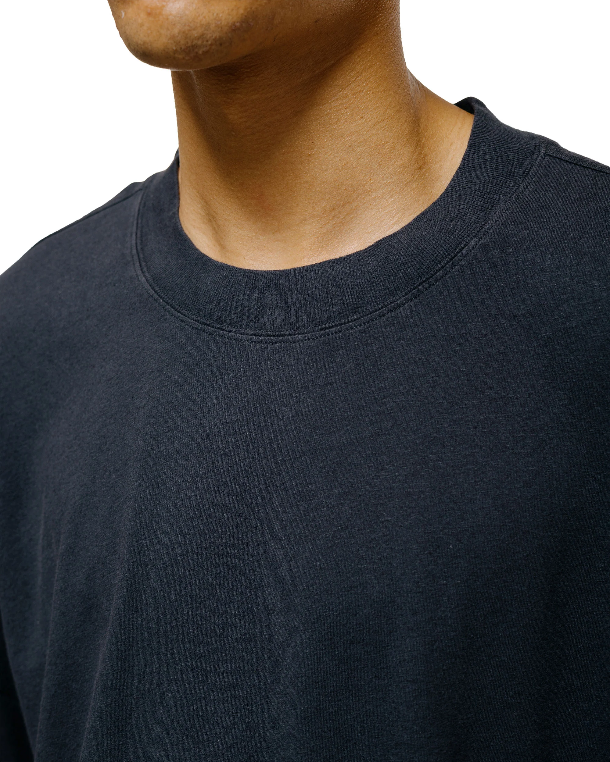 MHL Simple T-Shirt Organic Cotton Linen Jersey Navy - Image 3