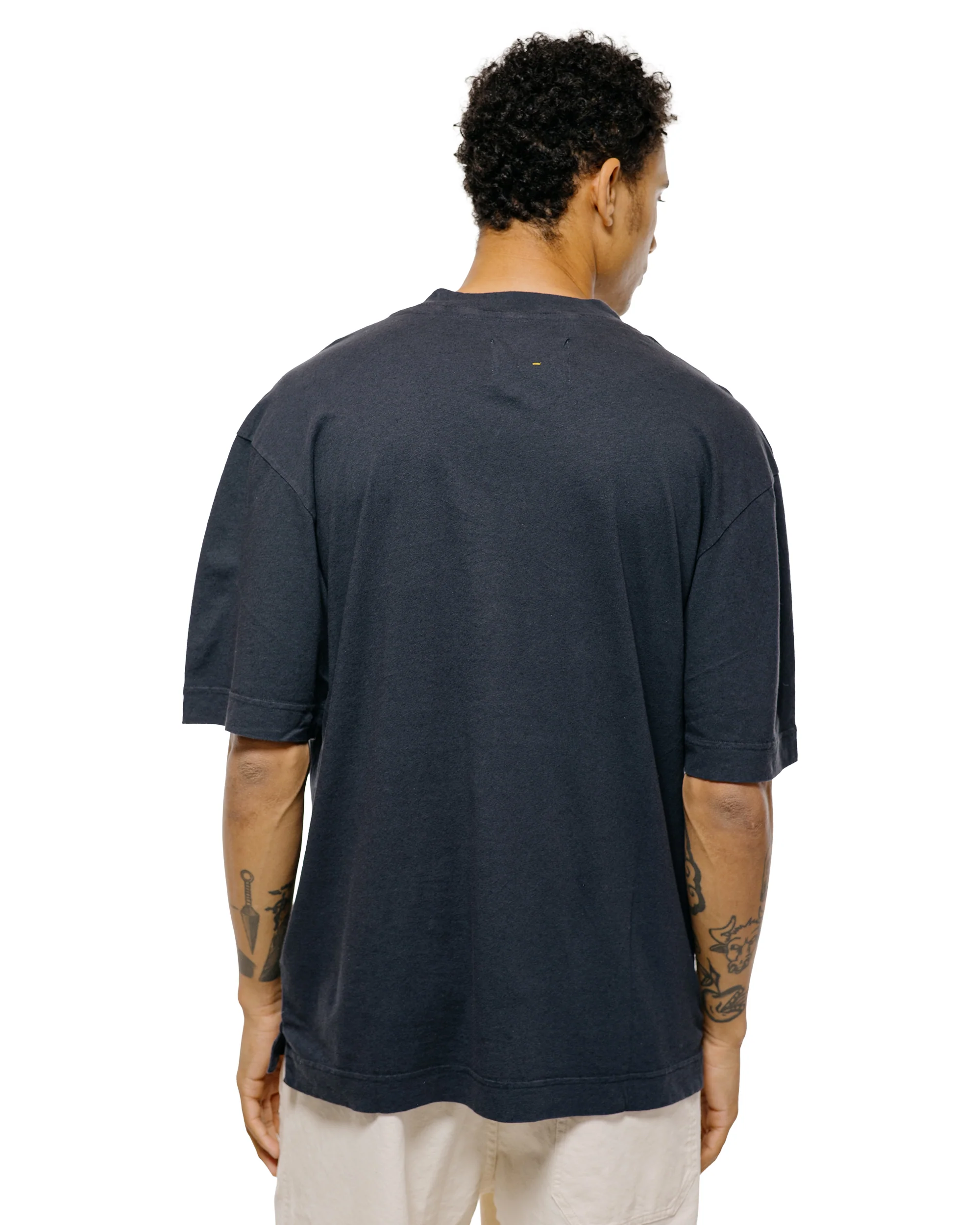 MHL Simple T-Shirt Organic Cotton Linen Jersey Navy - Image 4