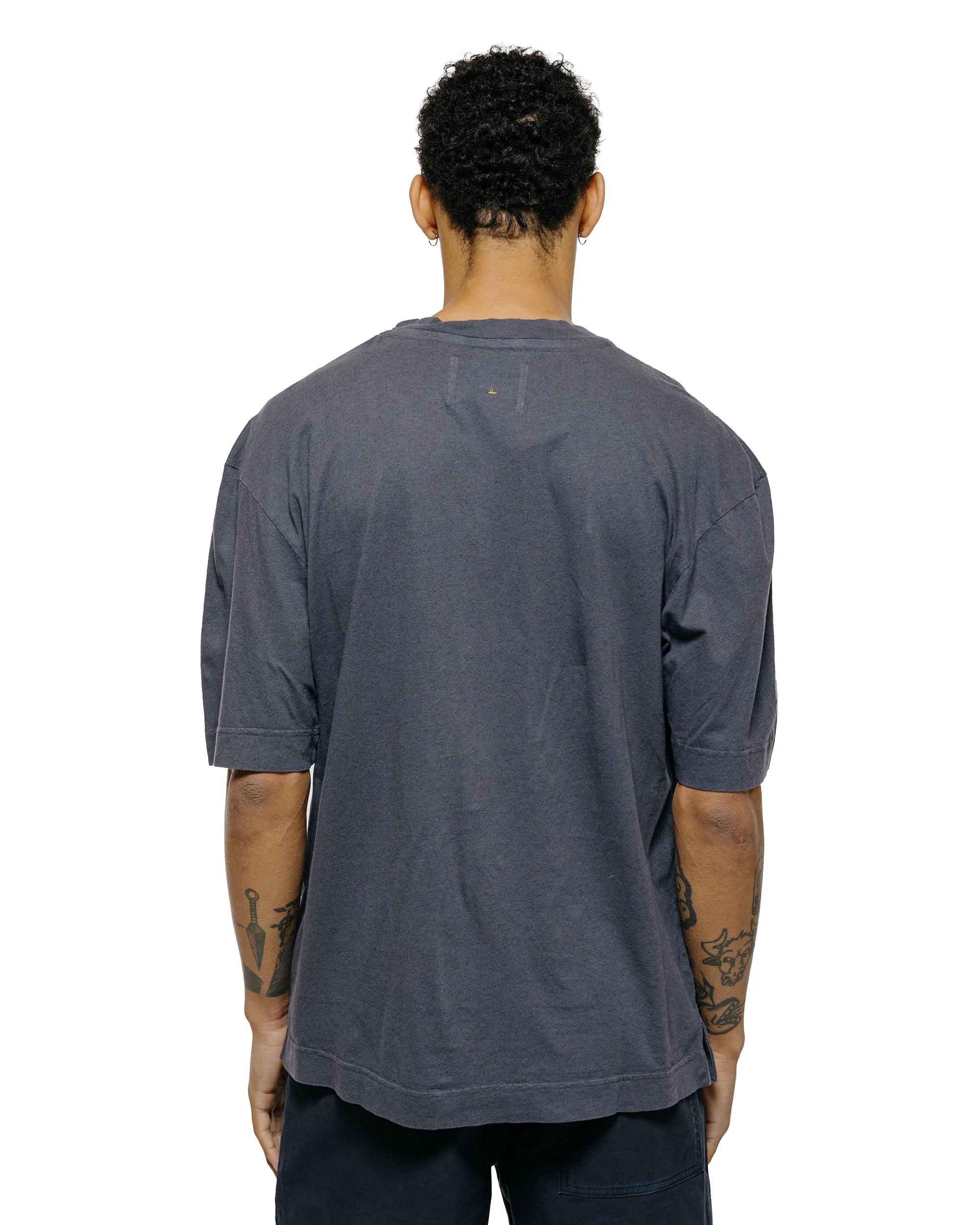 MHL Simple T-Shirt Organic Cotton Linen Jersey Slate Blue - Image 3