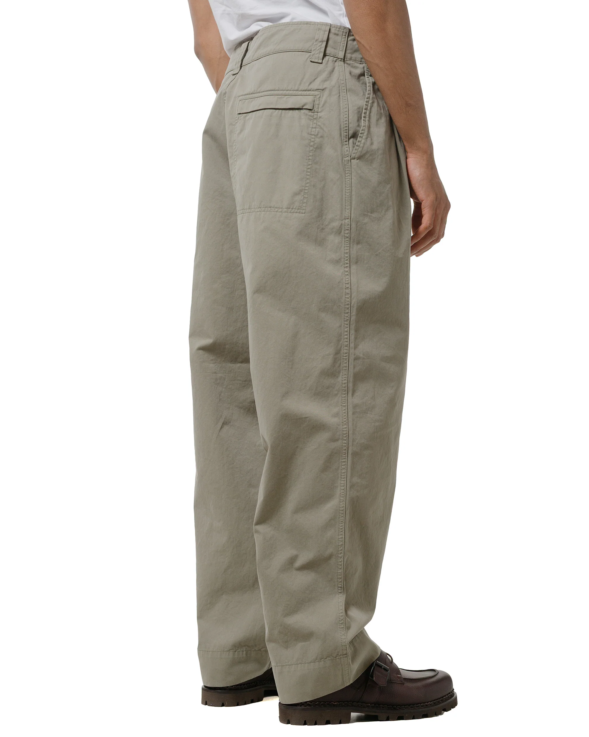 MHL Stitch Pleat Trouser Tough Cotton Twill Eucalyptus - Image 3