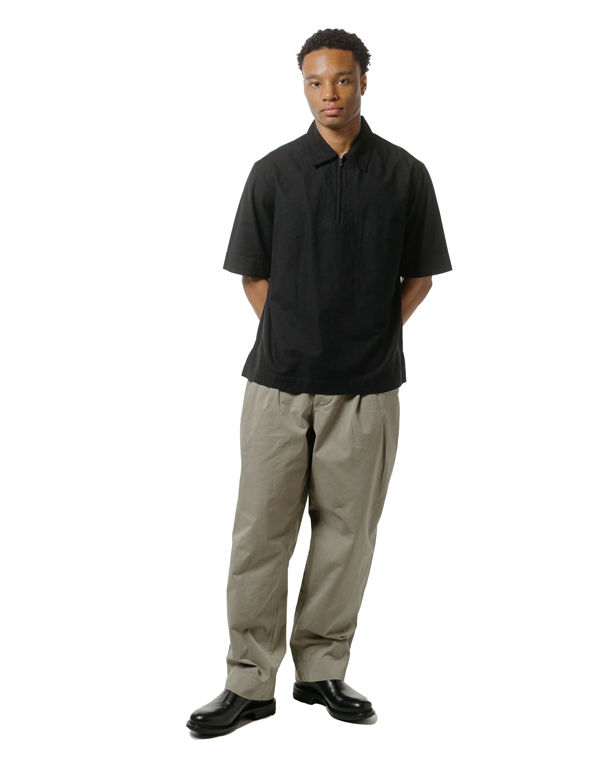 MHL Stitch Pleat Trouser Tough Cotton Twill Eucalyptus - Image 4