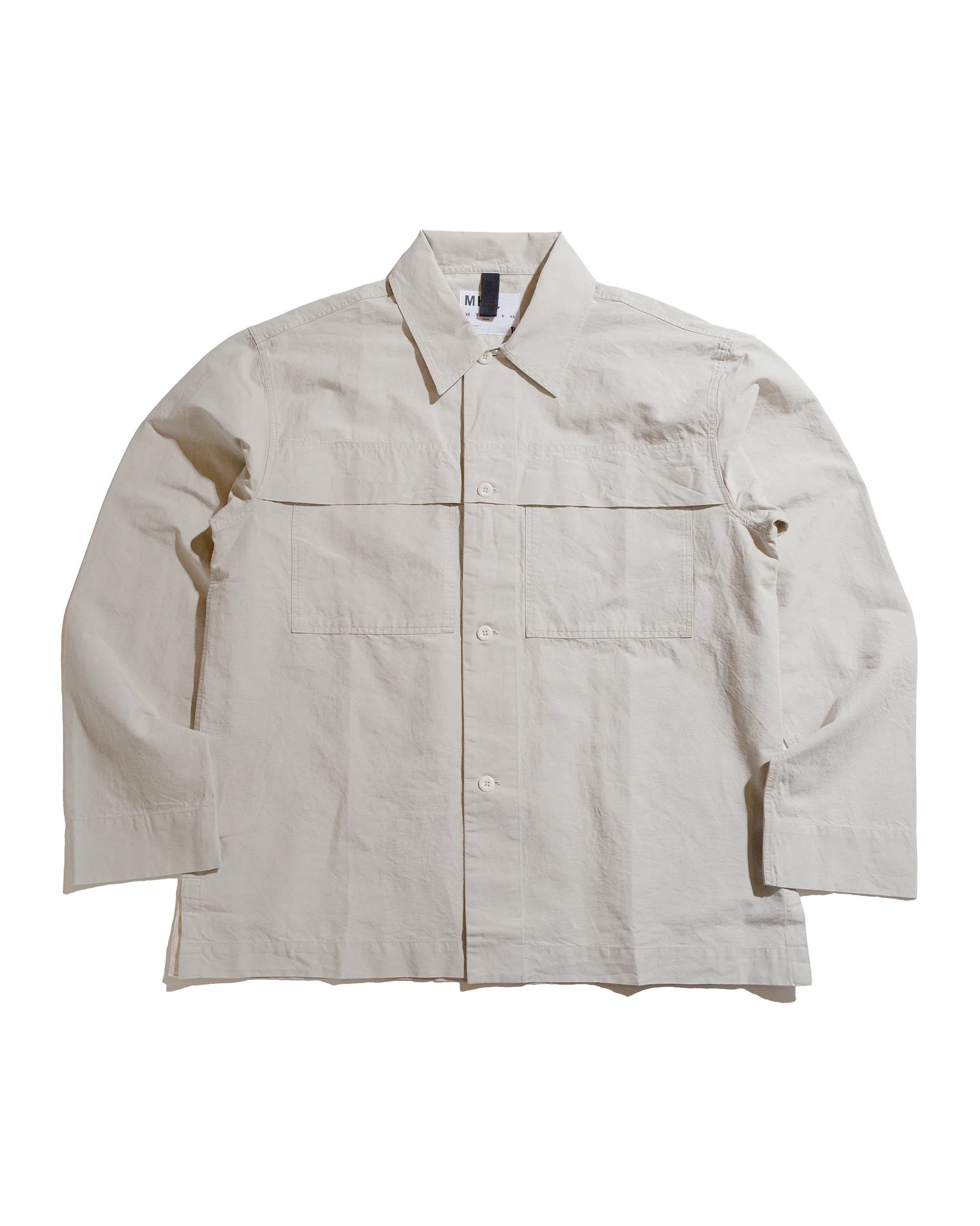 MHL Storm Flap Shirt Dry Cotton Linen Pale Stone