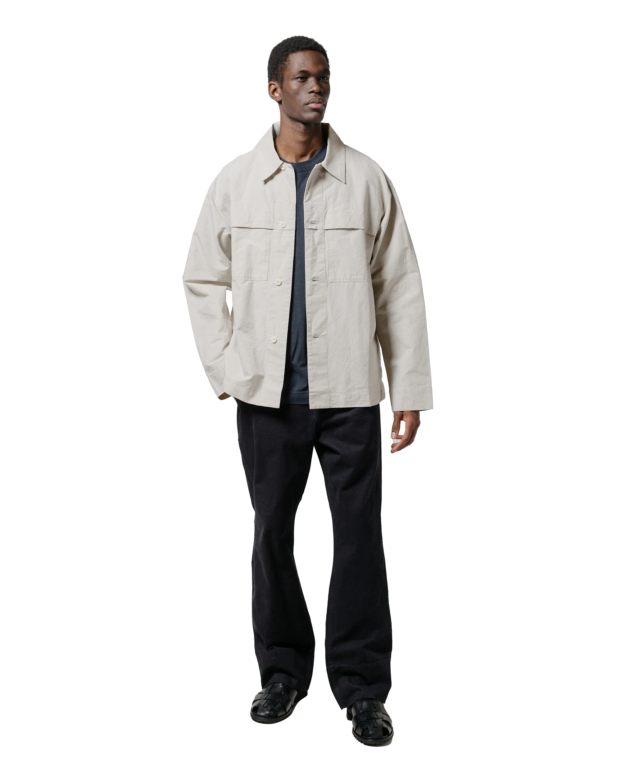 MHL Storm Flap Shirt Dry Cotton Linen Pale Stone - Image 4
