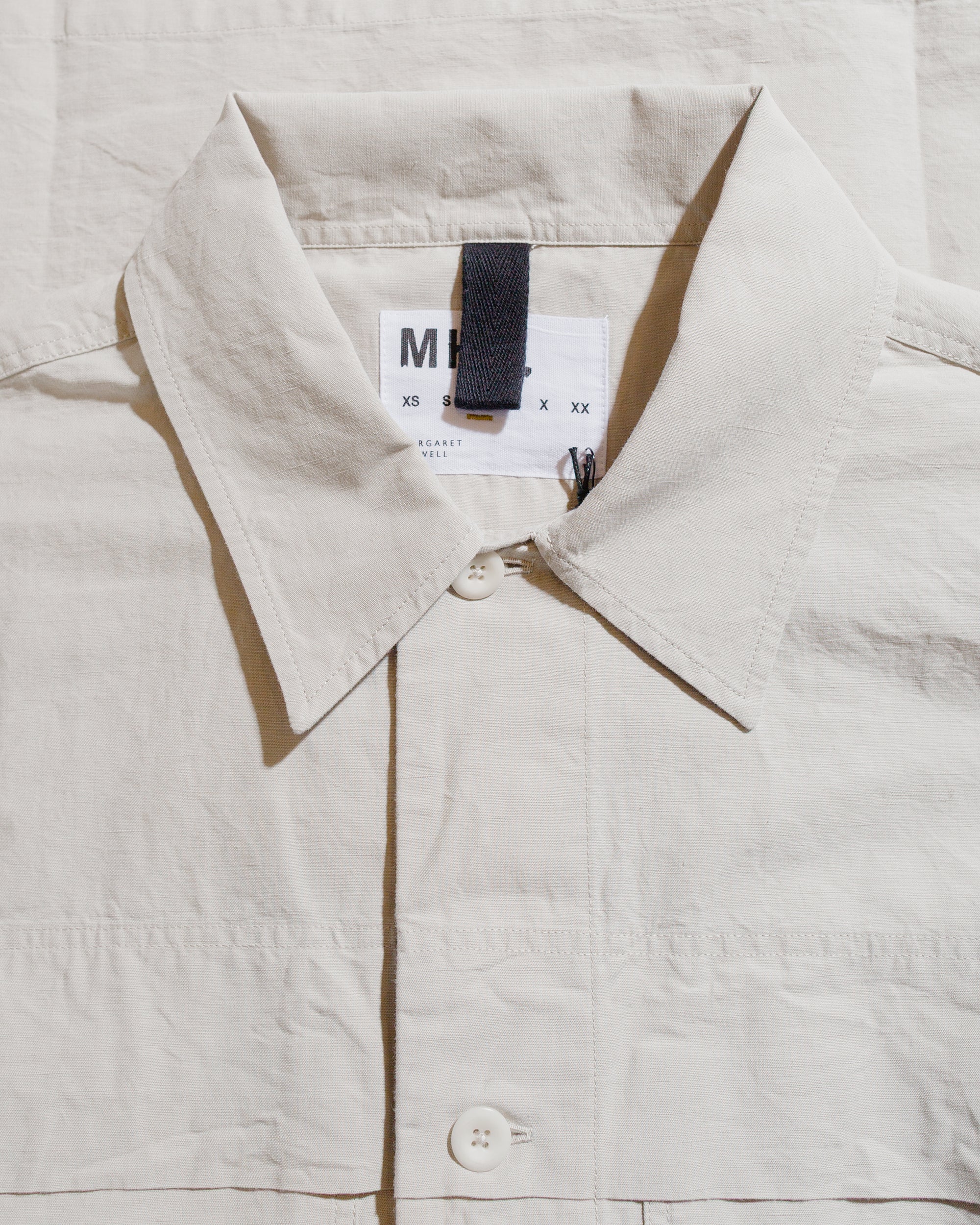 MHL Storm Flap Shirt Dry Cotton Linen Pale Stone - Image 5