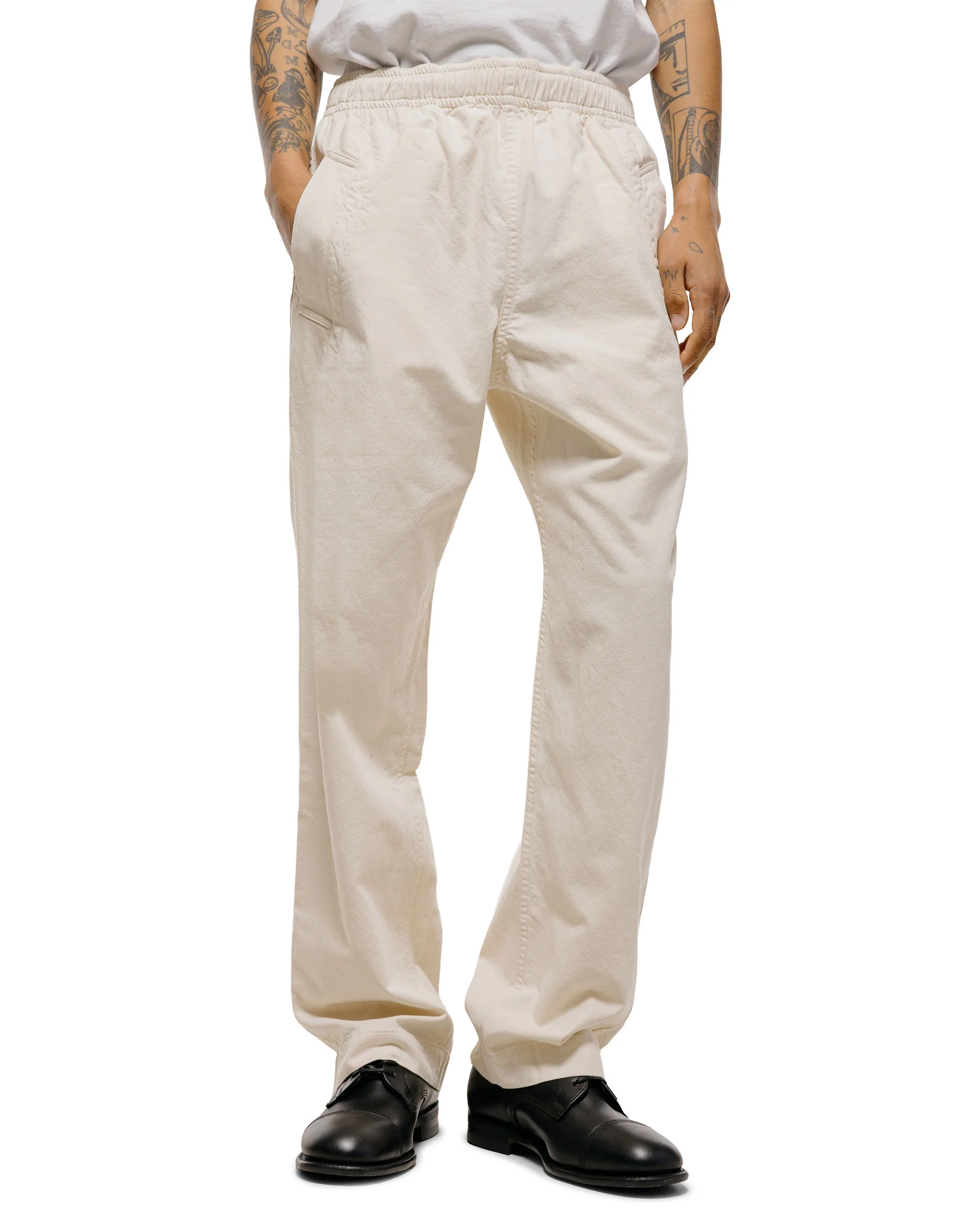 MHL Wide Leg Jogger Workwear Cotton Twill Off White - Image 2