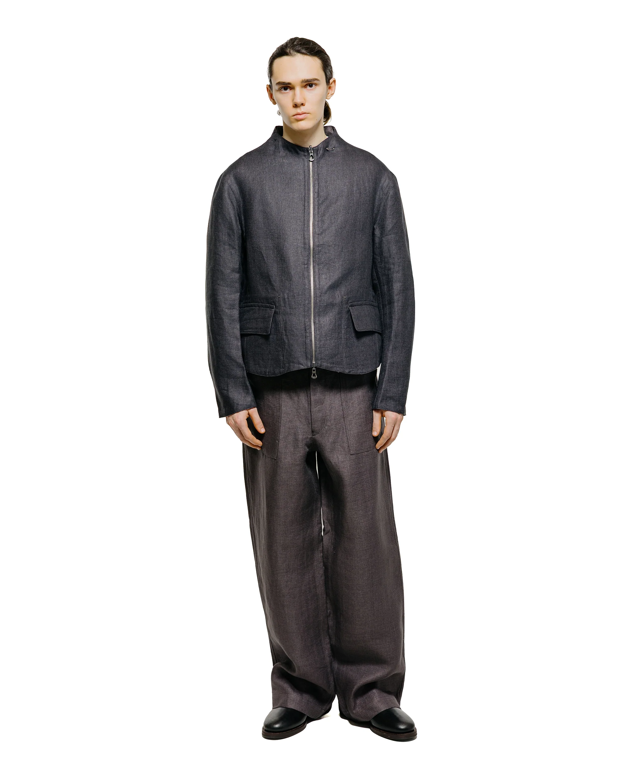 MotivMfg Capsule Deck Pants Duble Face Linen Serge/Aubergine - Image 4