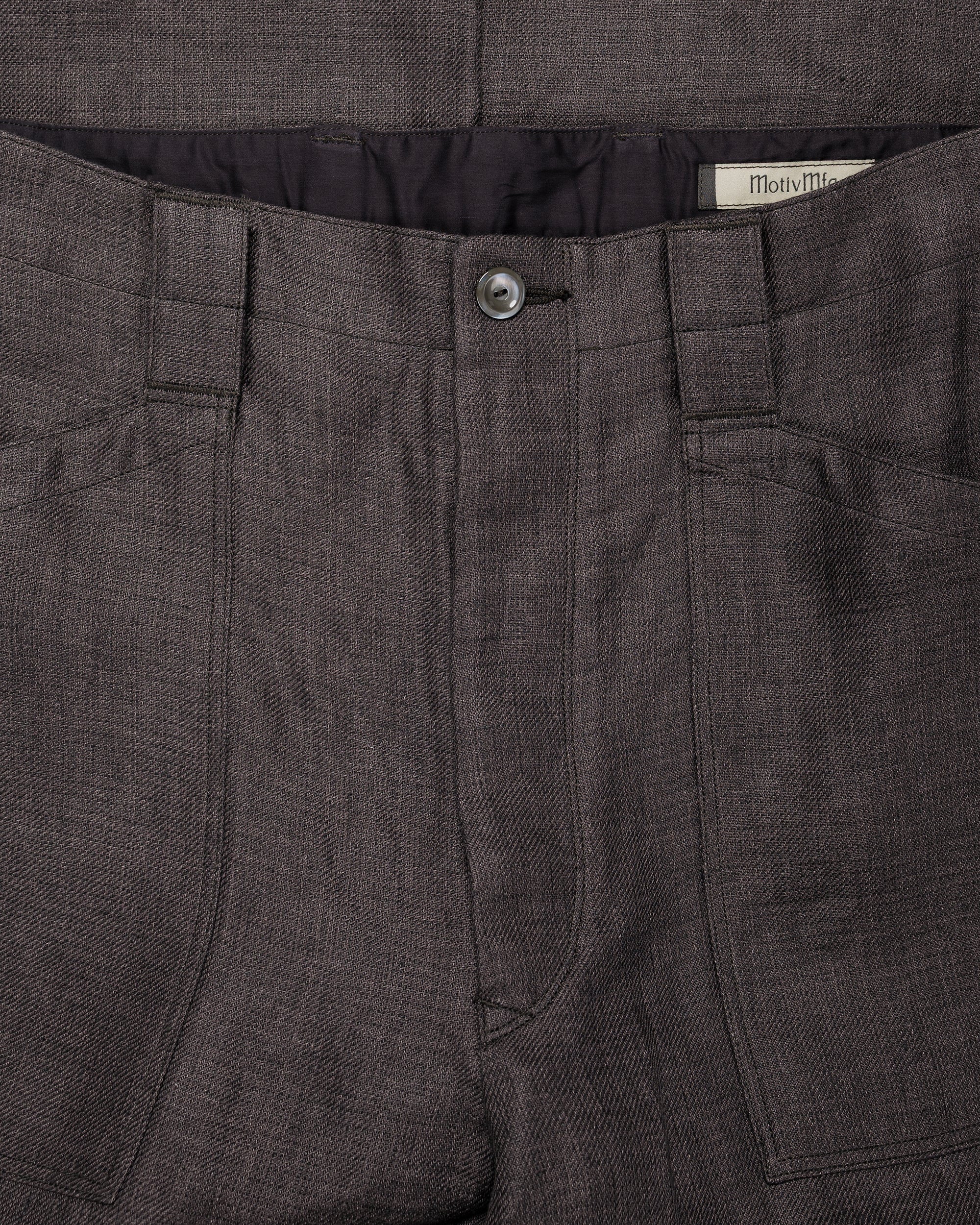 MotivMfg Capsule Deck Pants Duble Face Linen Serge/Aubergine - Image 5