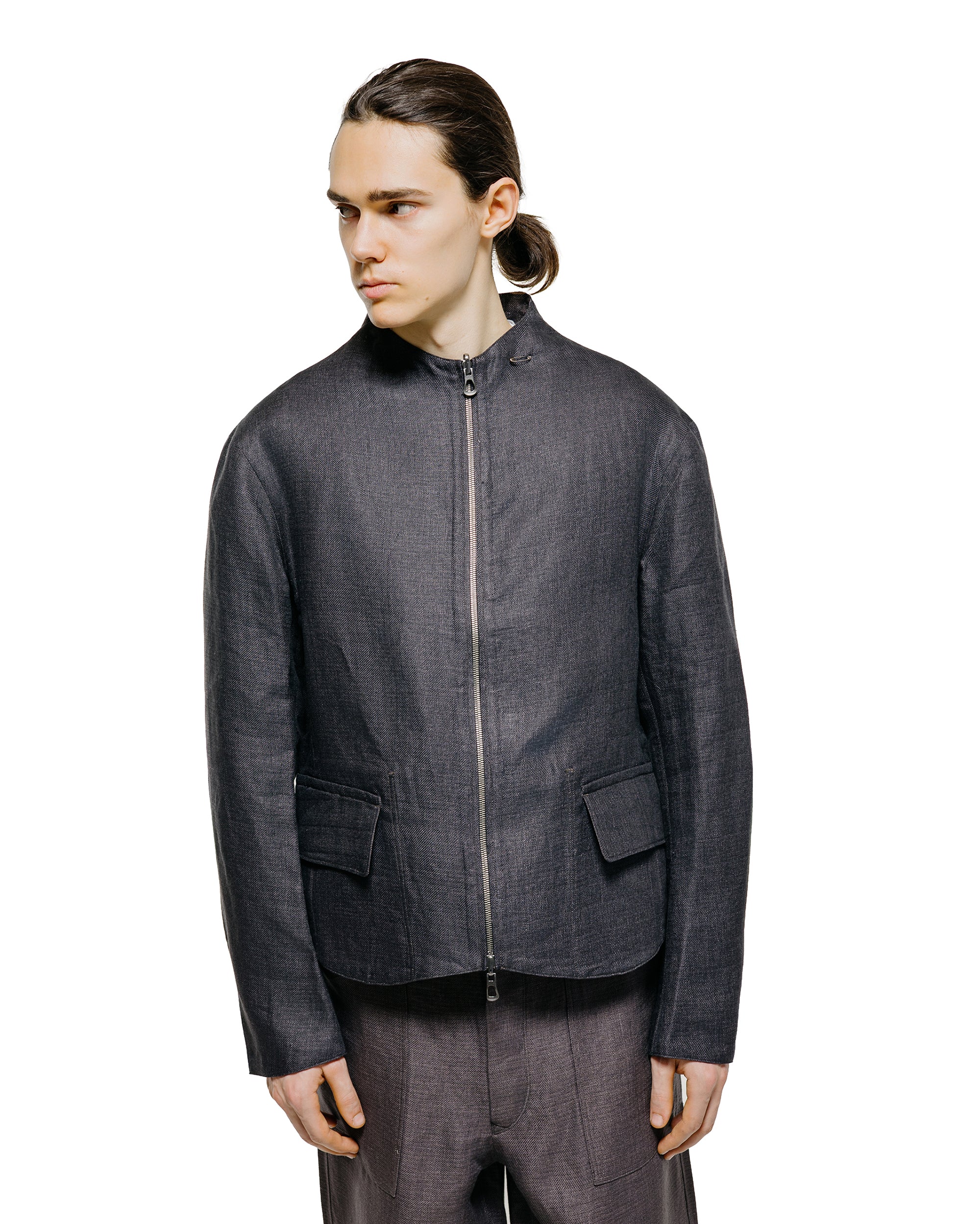 MotivMfg Gilet Jacket Double Face Linen Serge/Navy/Aubergine - Image 3