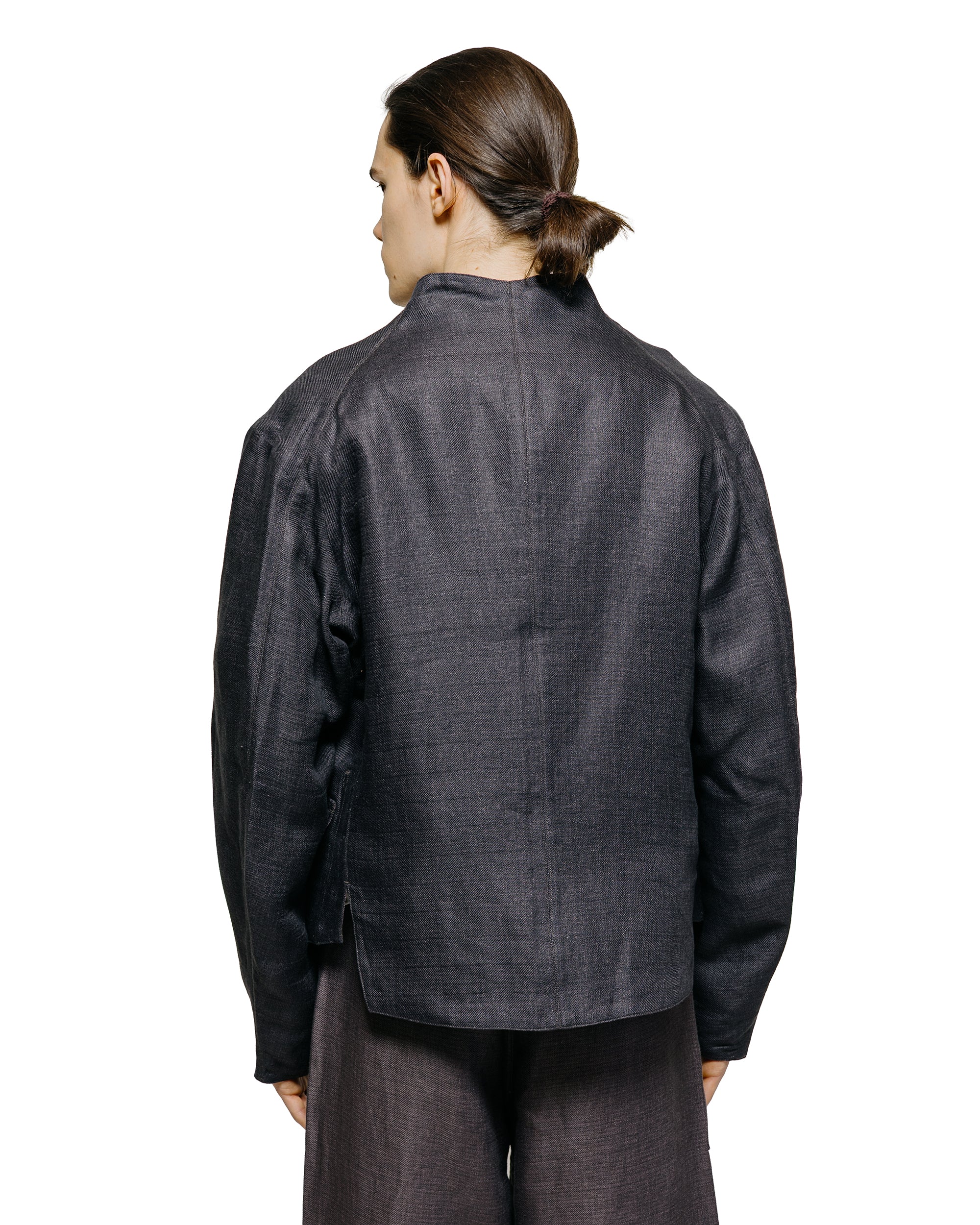 MotivMfg Gilet Jacket Double Face Linen Serge/Navy/Aubergine - Image 4