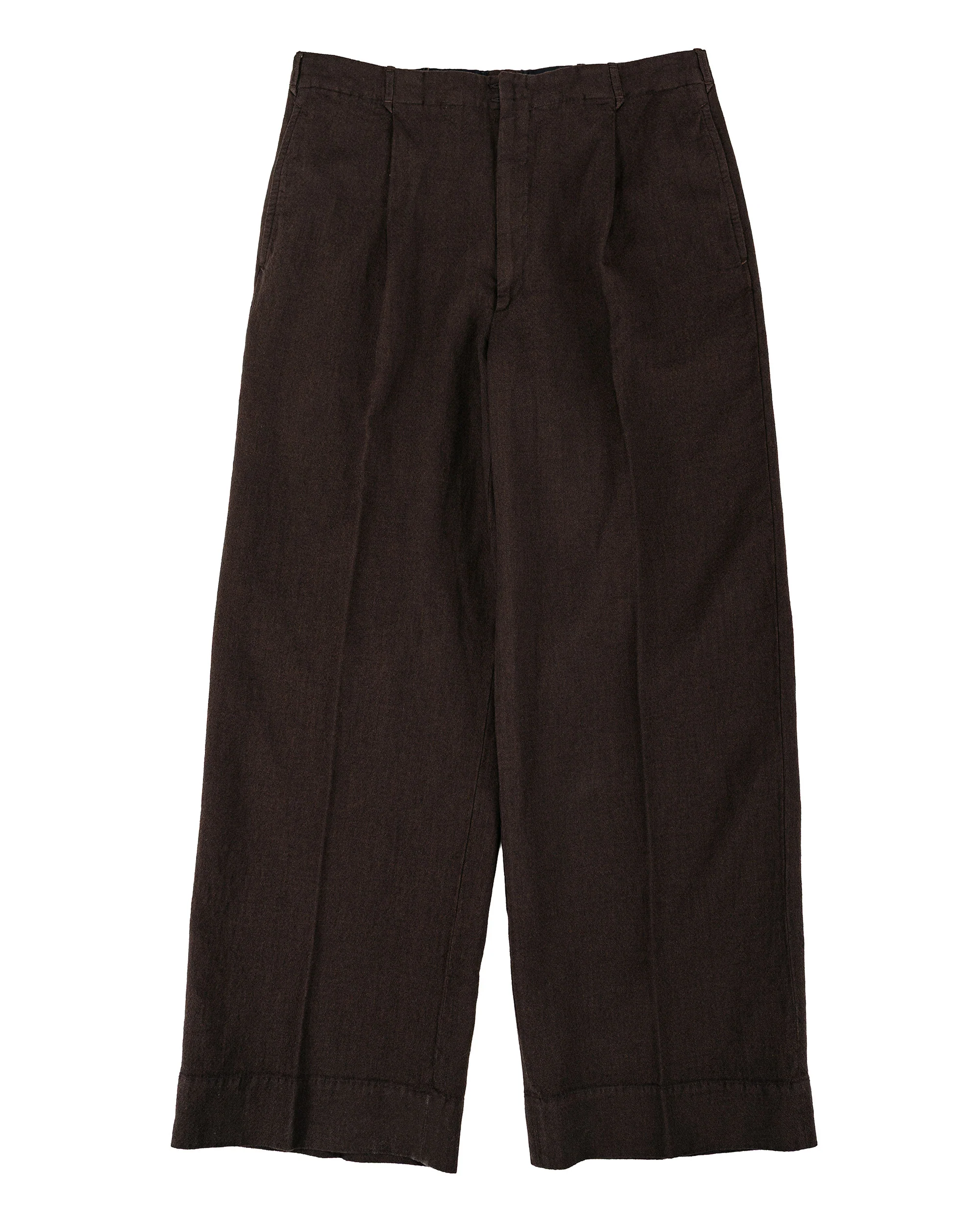 MotivMfg Mono Trousers Wool Linen Crepe/Espresso