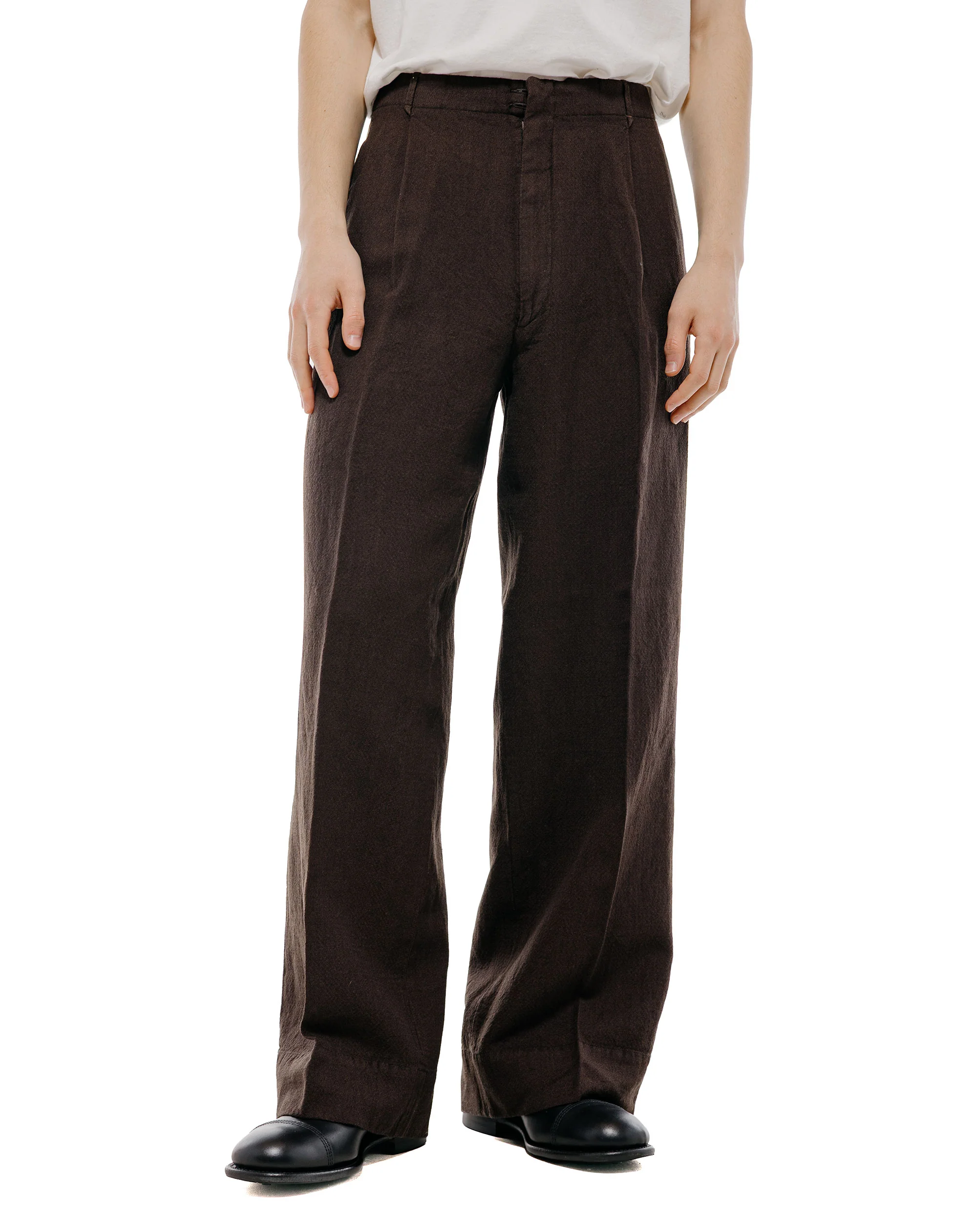 MotivMfg Mono Trousers Wool Linen Crepe/Espresso - Image 2