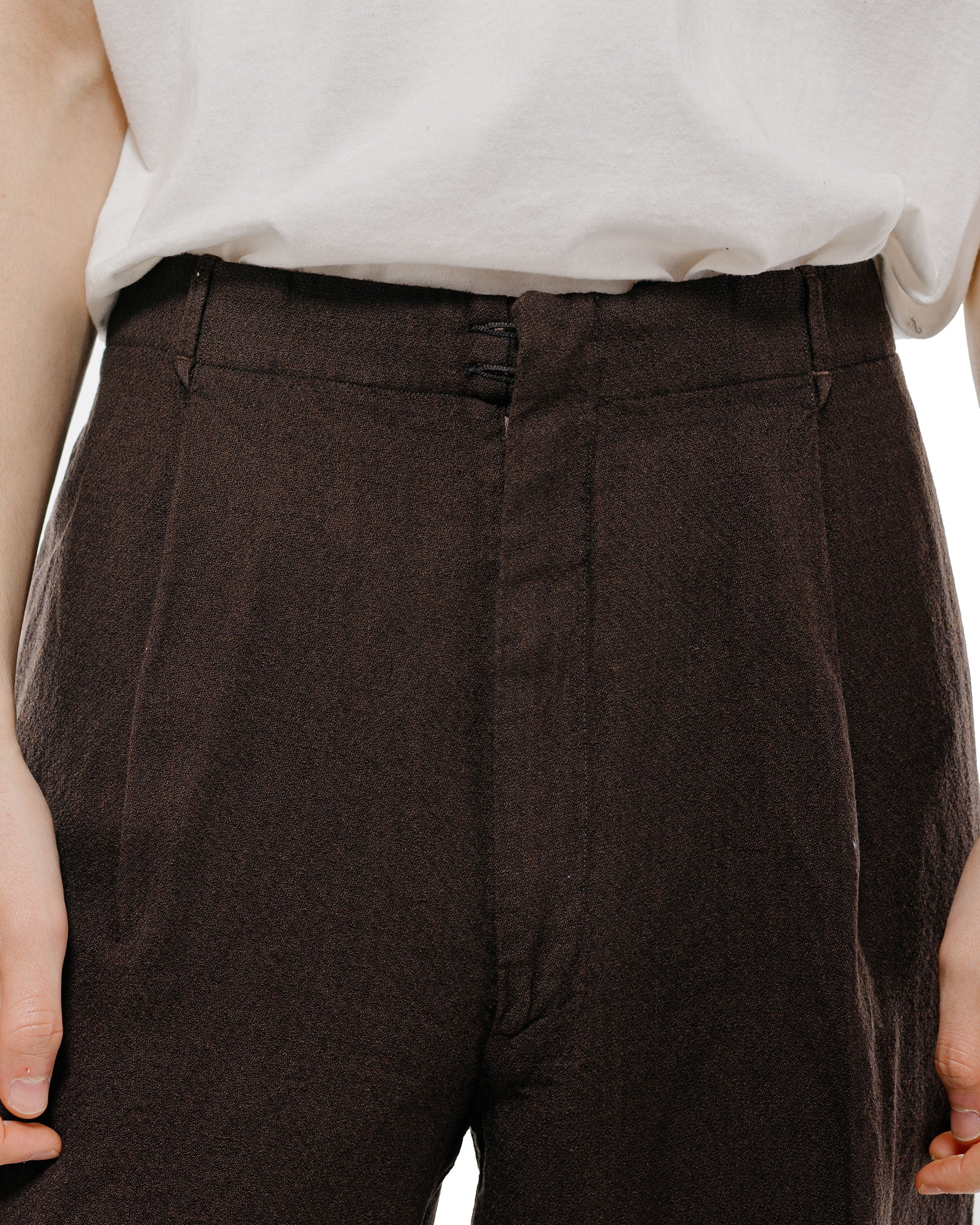 MotivMfg Mono Trousers Wool Linen Crepe/Espresso - Image 3