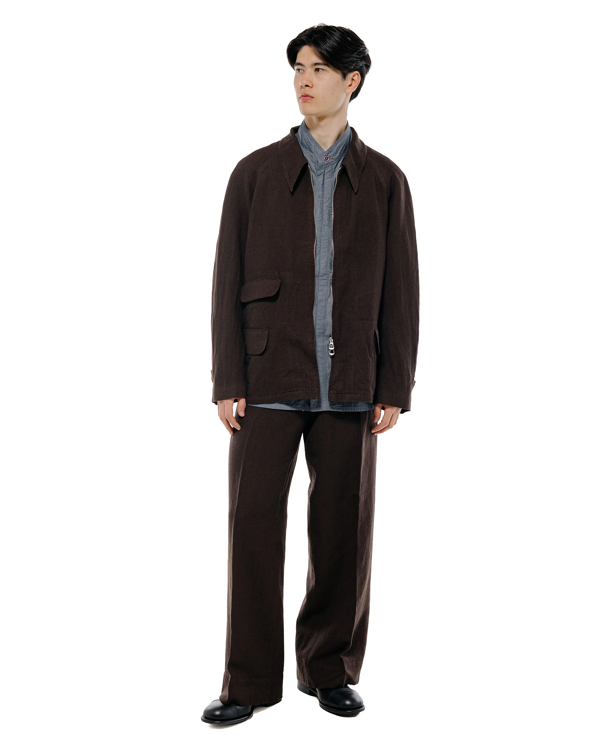 MotivMfg Mono Trousers Wool Linen Crepe/Espresso - Image 6