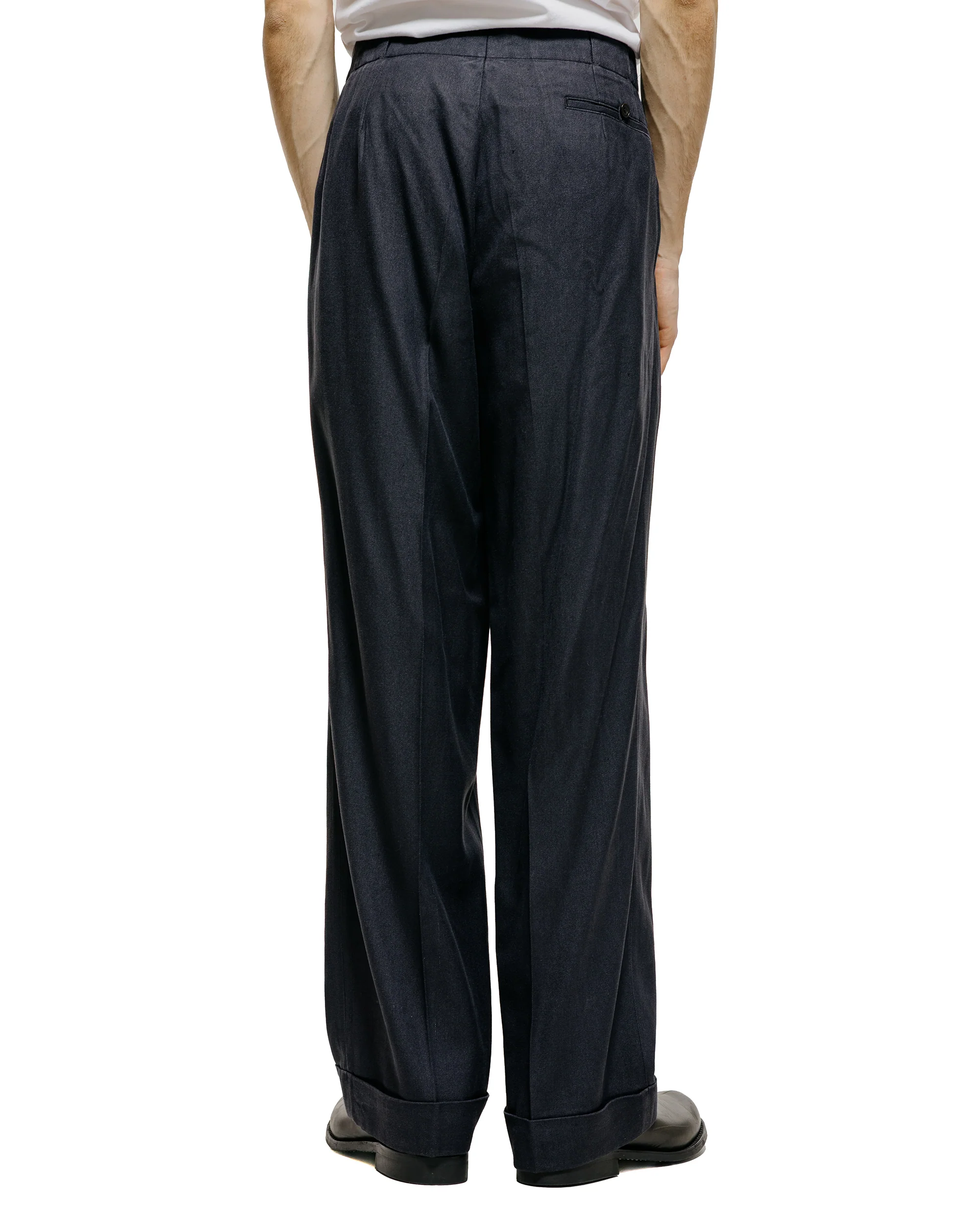 MotivMfg Robert Trousers Herringbone Tussah Silk Suiting Dark Navy - Image 3