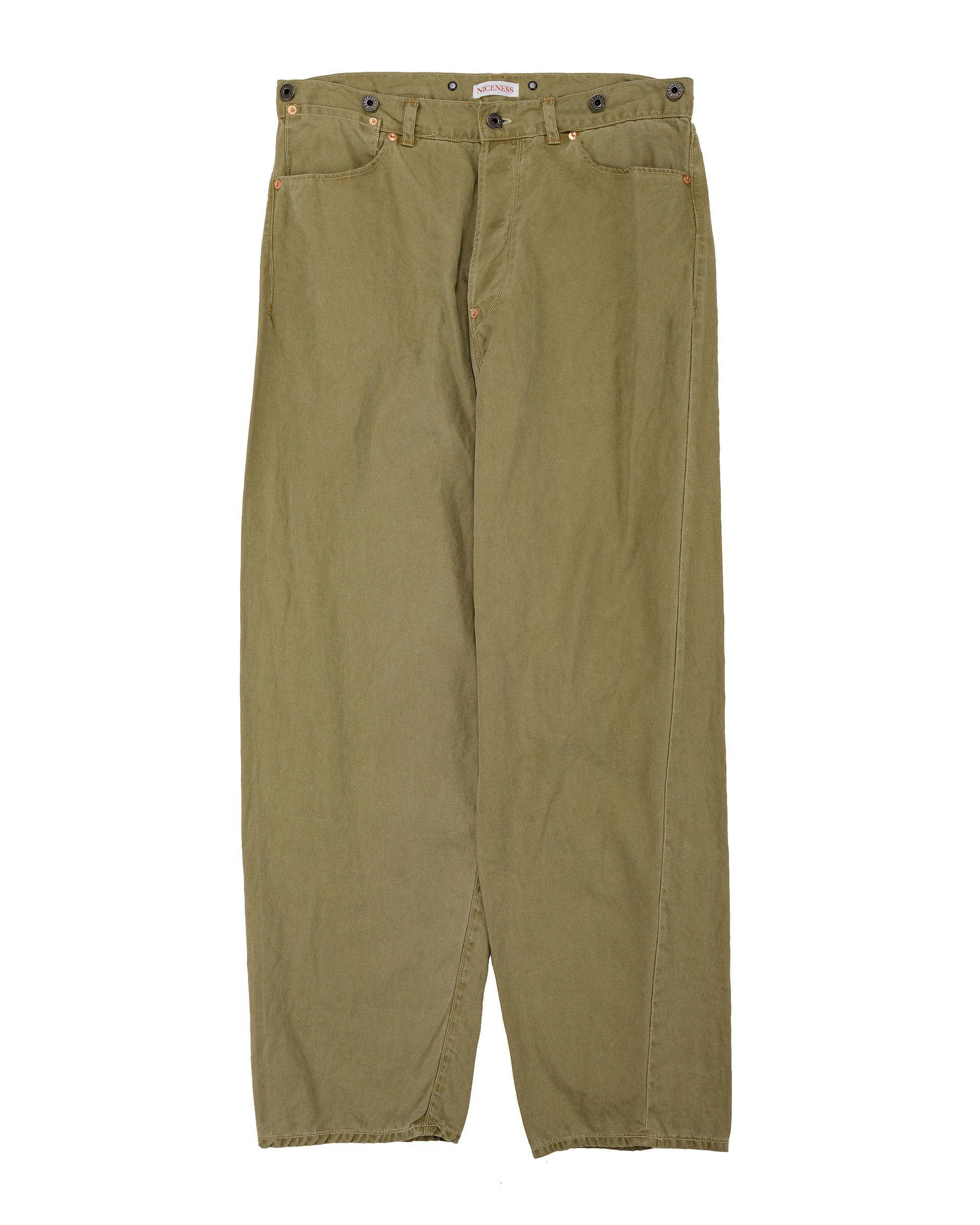 NICENESS H.Sharky Vintage Treat Herringbone Twist Jeans Khaki