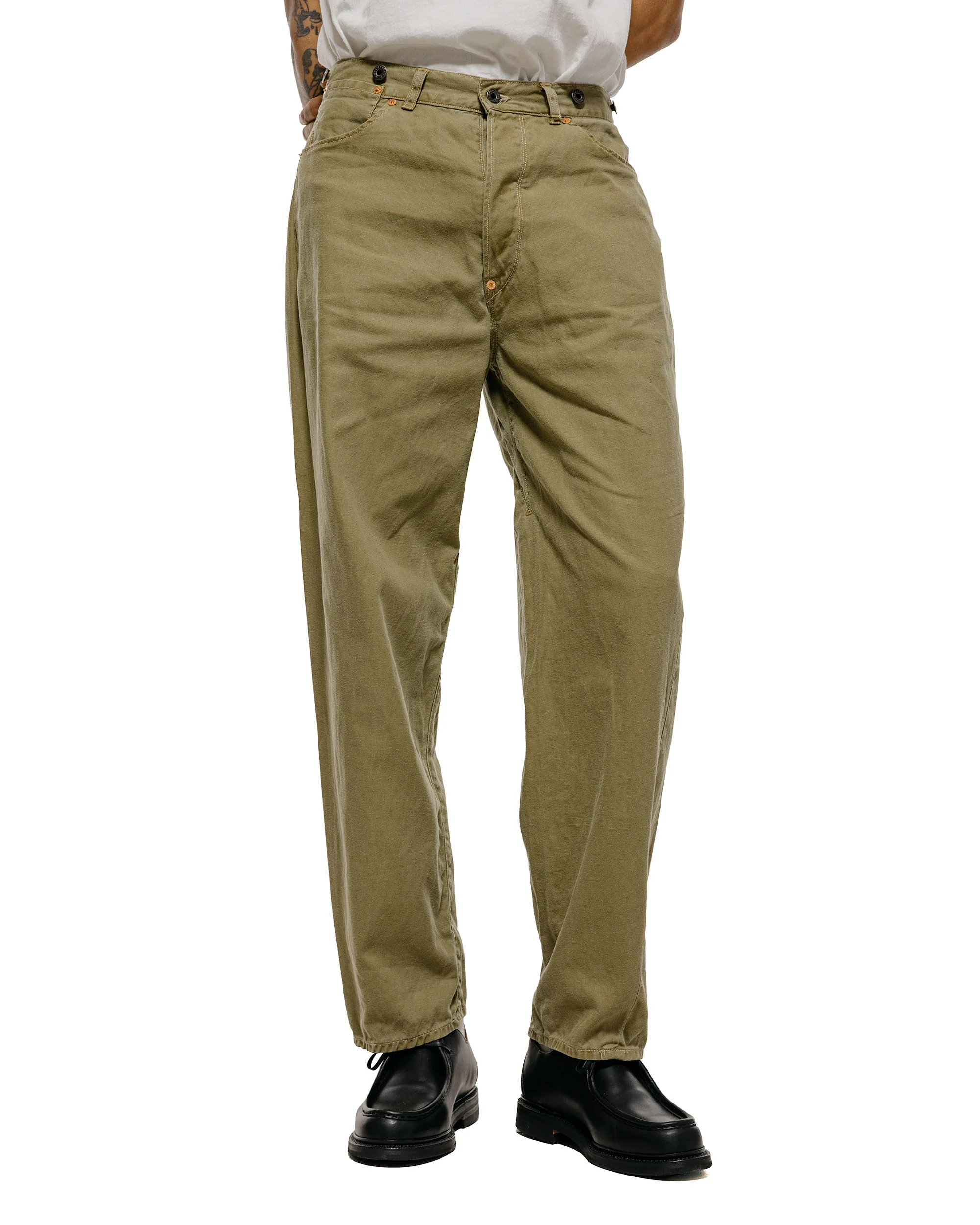 NICENESS H.Sharky Vintage Treat Herringbone Twist Jeans Khaki - Image 2