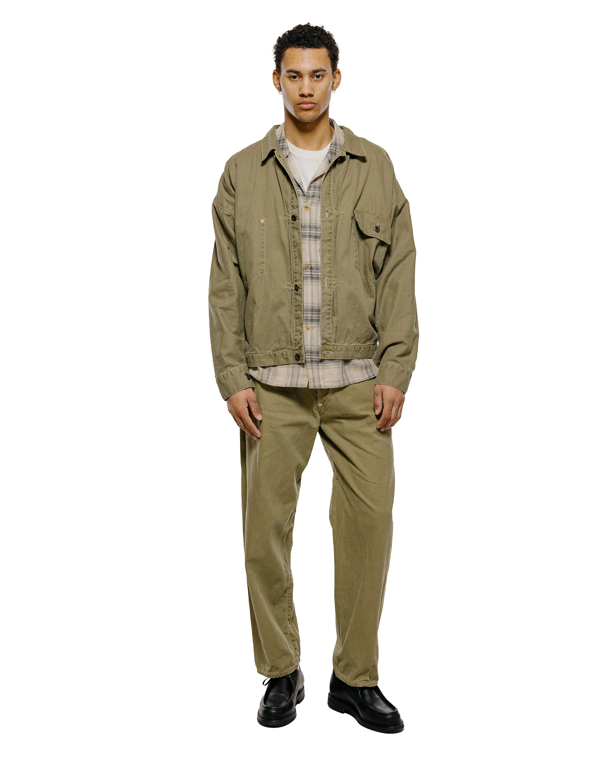 NICENESS H.Sharky Vintage Treat Herringbone Twist Jeans Khaki - Image 4