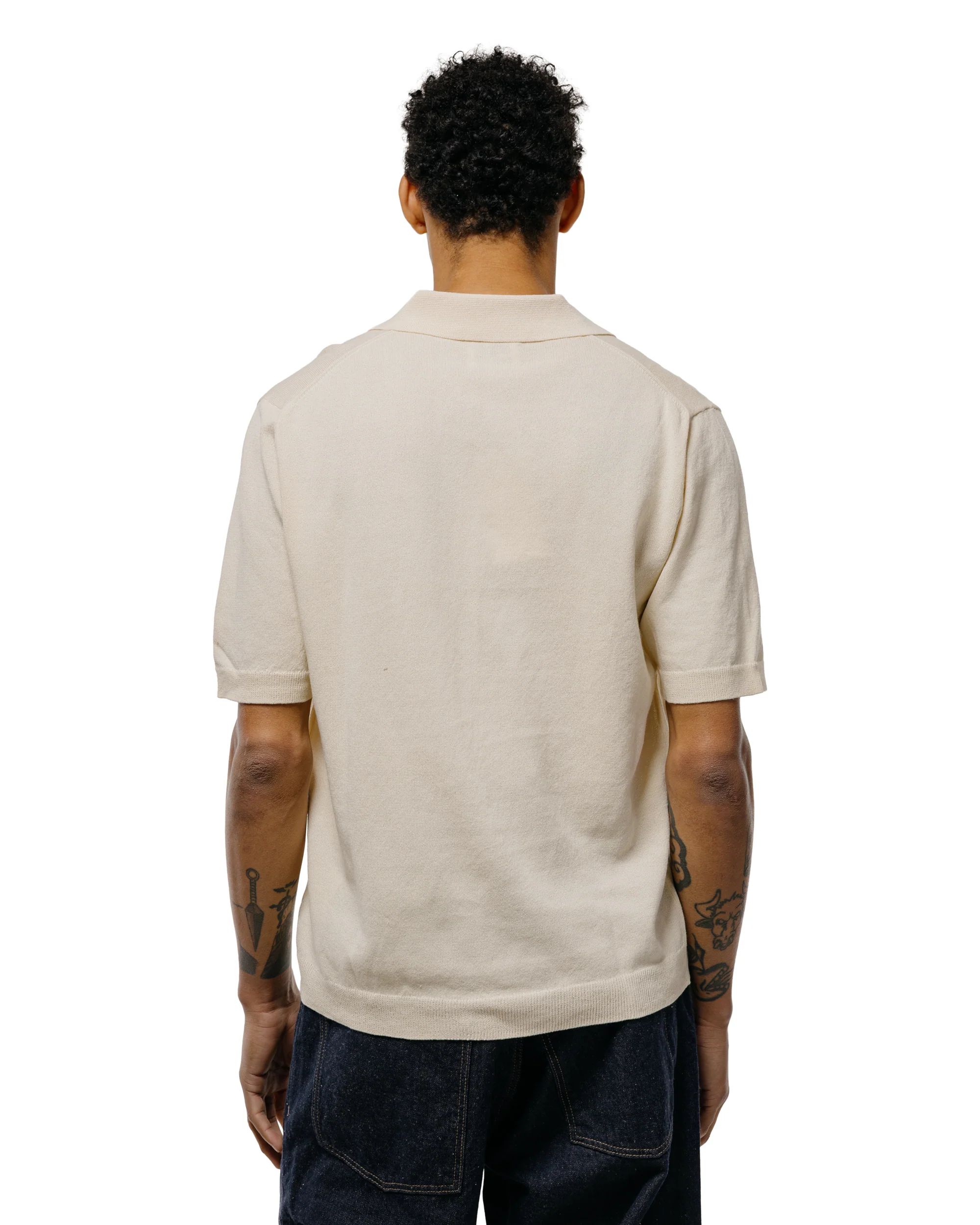 Norse Projects Anholt Cotton Paper Polo Natural Ecru - Image 3