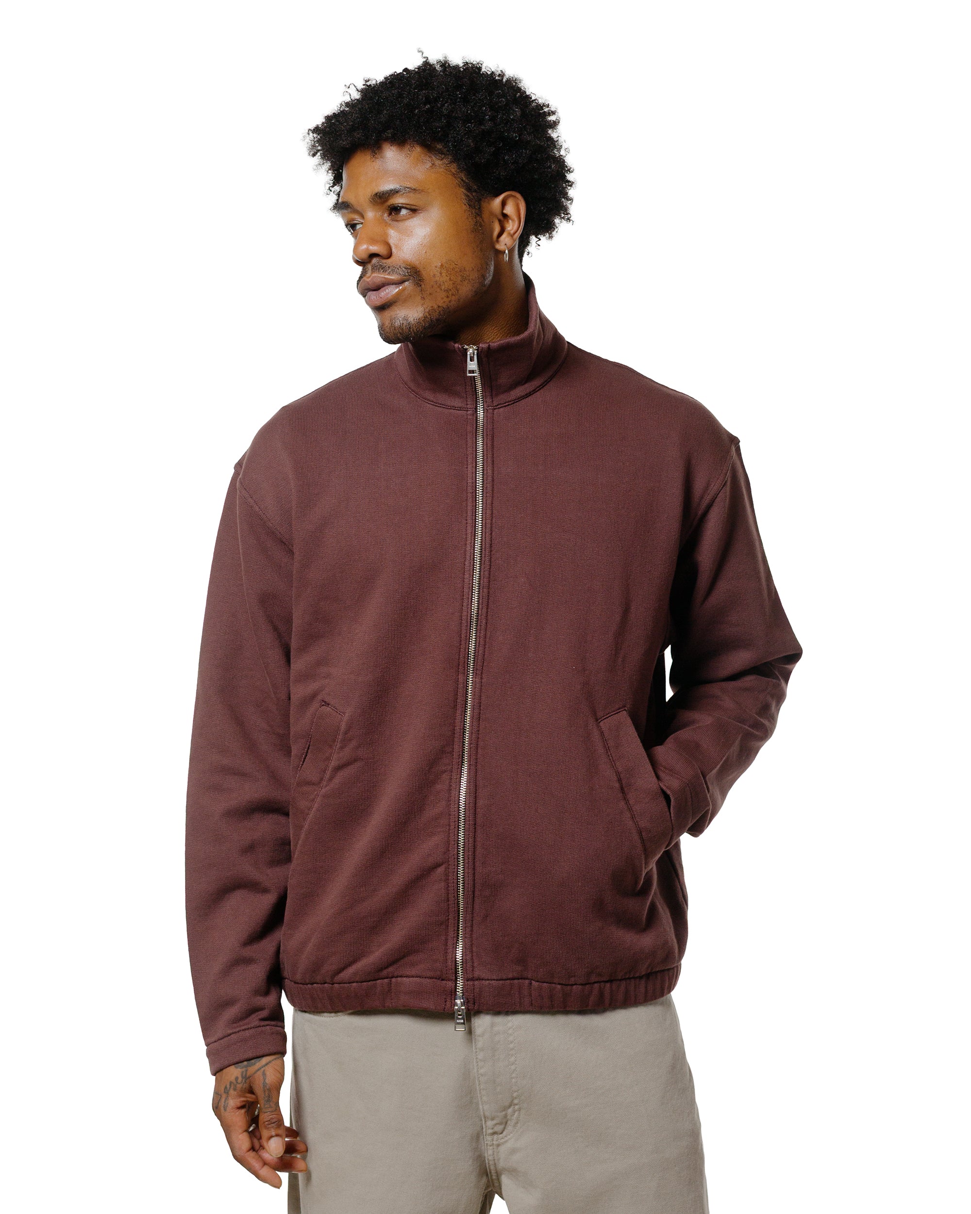 Norse Projects Bjorn Relaxed Organic Loopback Track Jacket Mahogany - Image 2