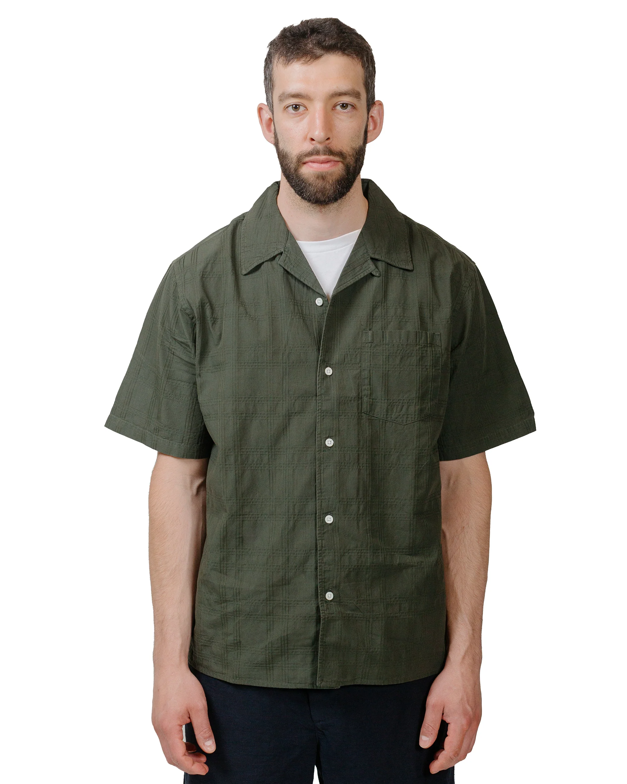 Norse Projects Carsten Relaxed Dobby Check Shirt Spruce Green - Image 2