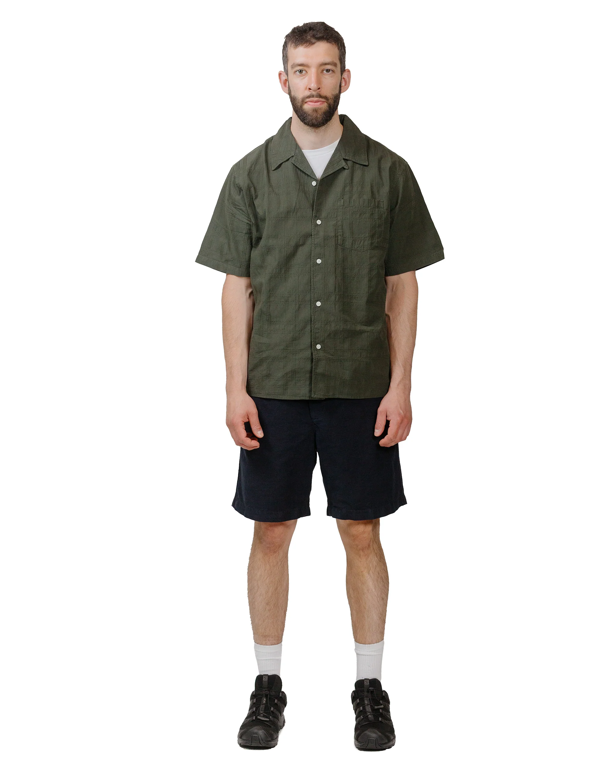 Norse Projects Carsten Relaxed Dobby Check Shirt Spruce Green - Image 4