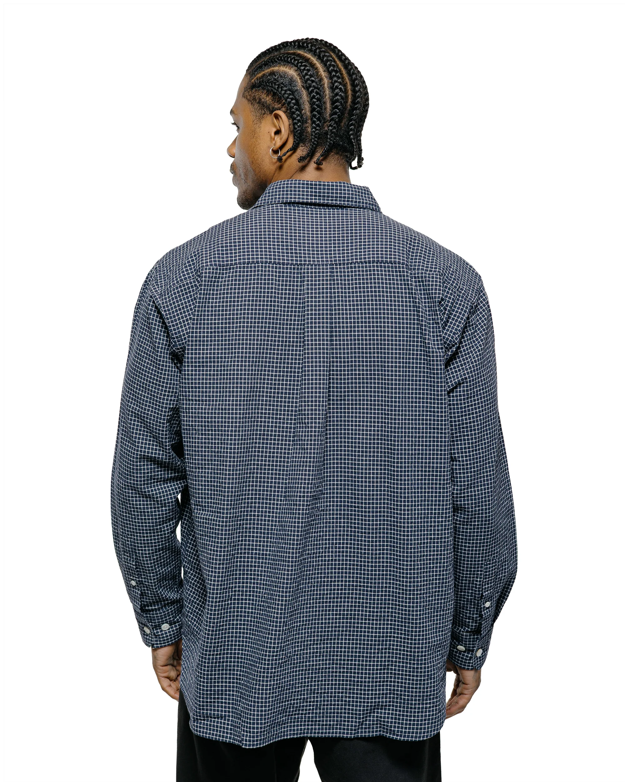 Norse Projects Espevik Check Oversized Shirt Dark Navy - Image 3