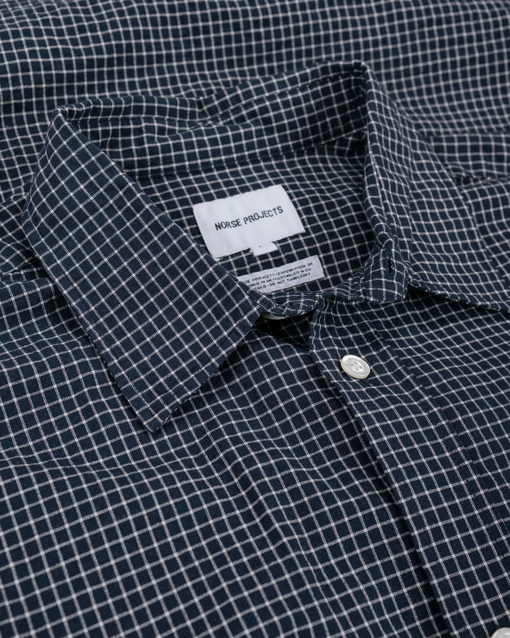 Norse Projects Espevik Check Oversized Shirt Dark Navy - Image 5