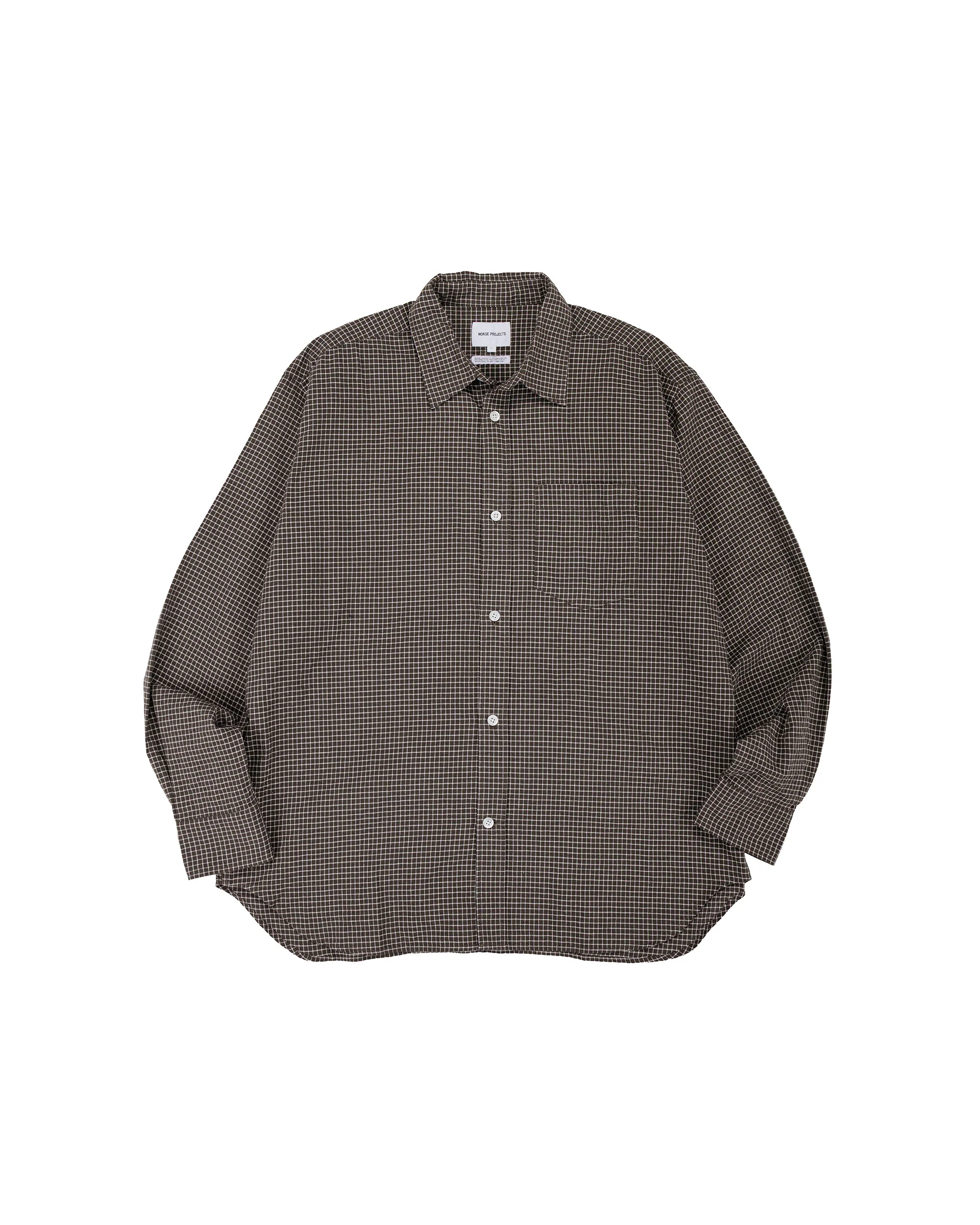 Norse Projects Espevik Check Oversized Shirt Taupe