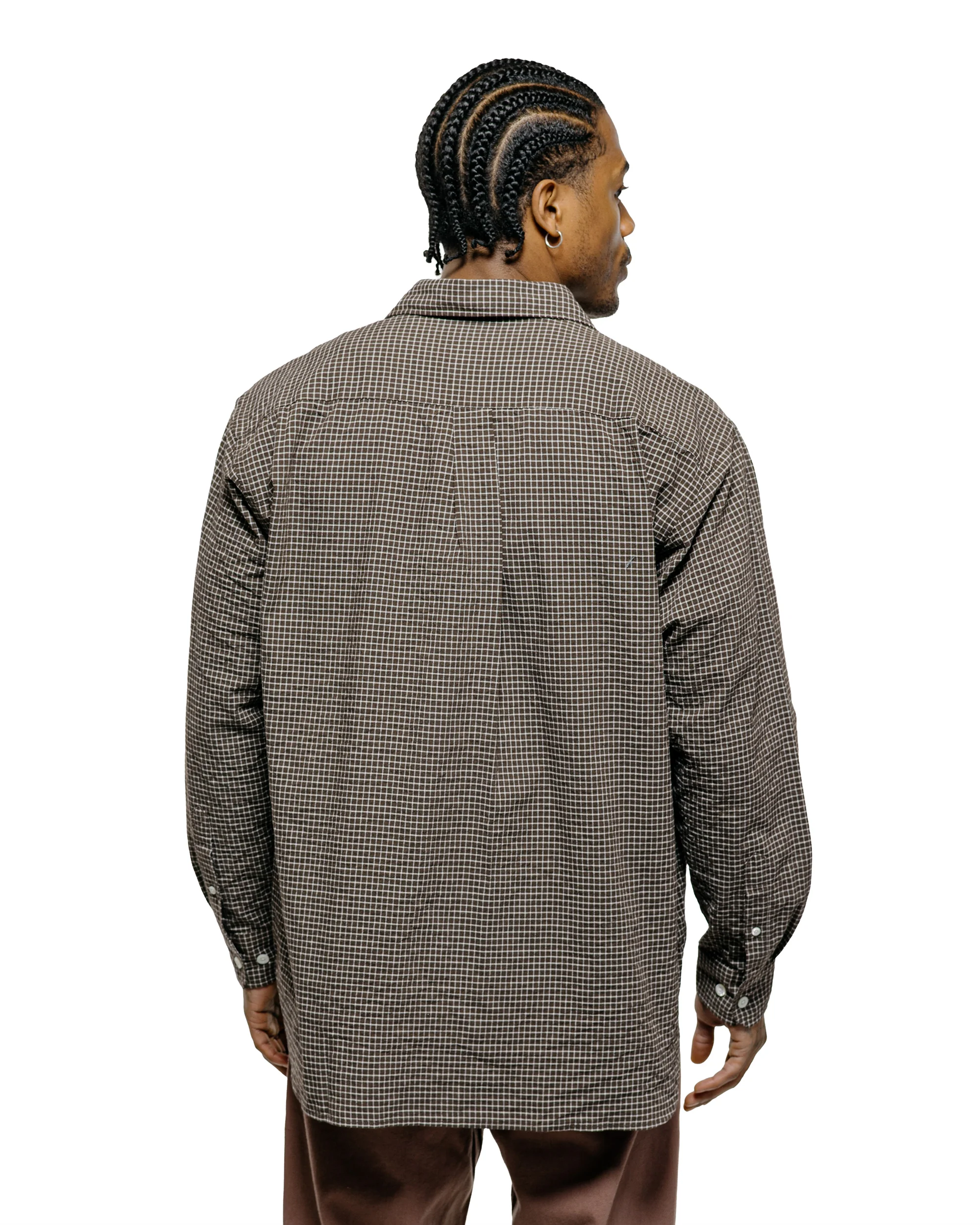Norse Projects Espevik Check Oversized Shirt Taupe - Image 3