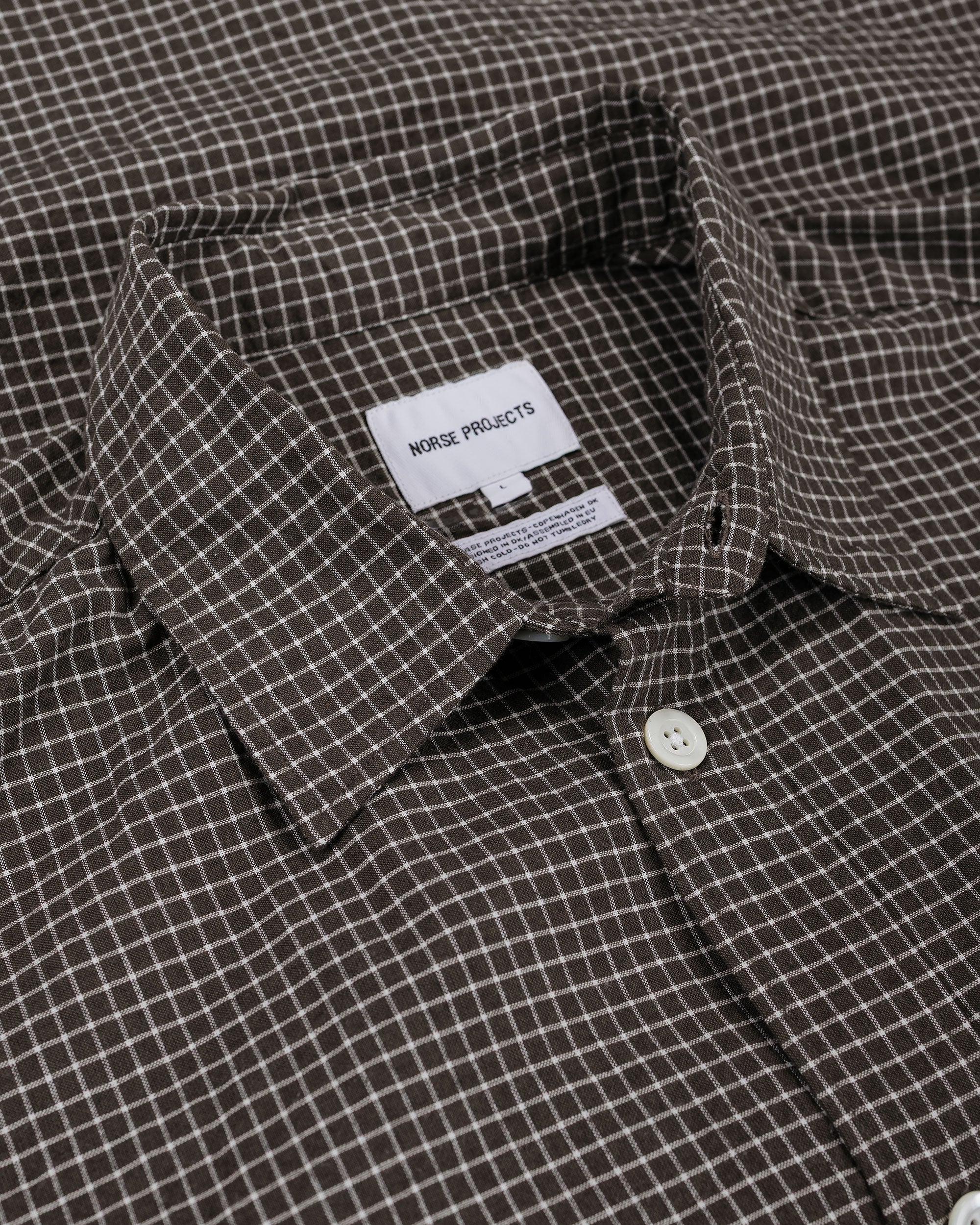 Norse Projects Espevik Check Oversized Shirt Taupe - Image 5