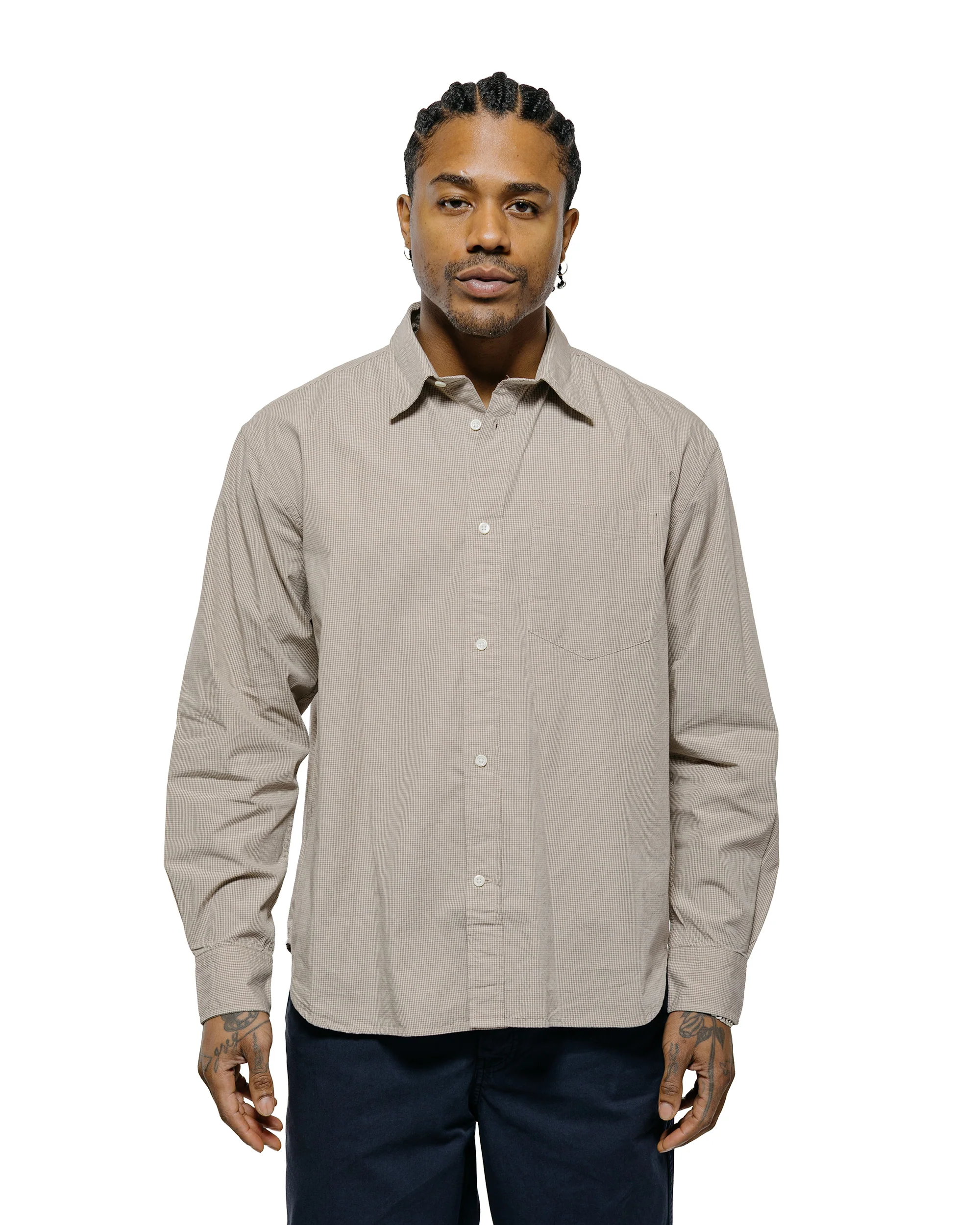 Norse Projects Espevik Oversize Micro Poplin Check Shirt Oatmeal - Image 2