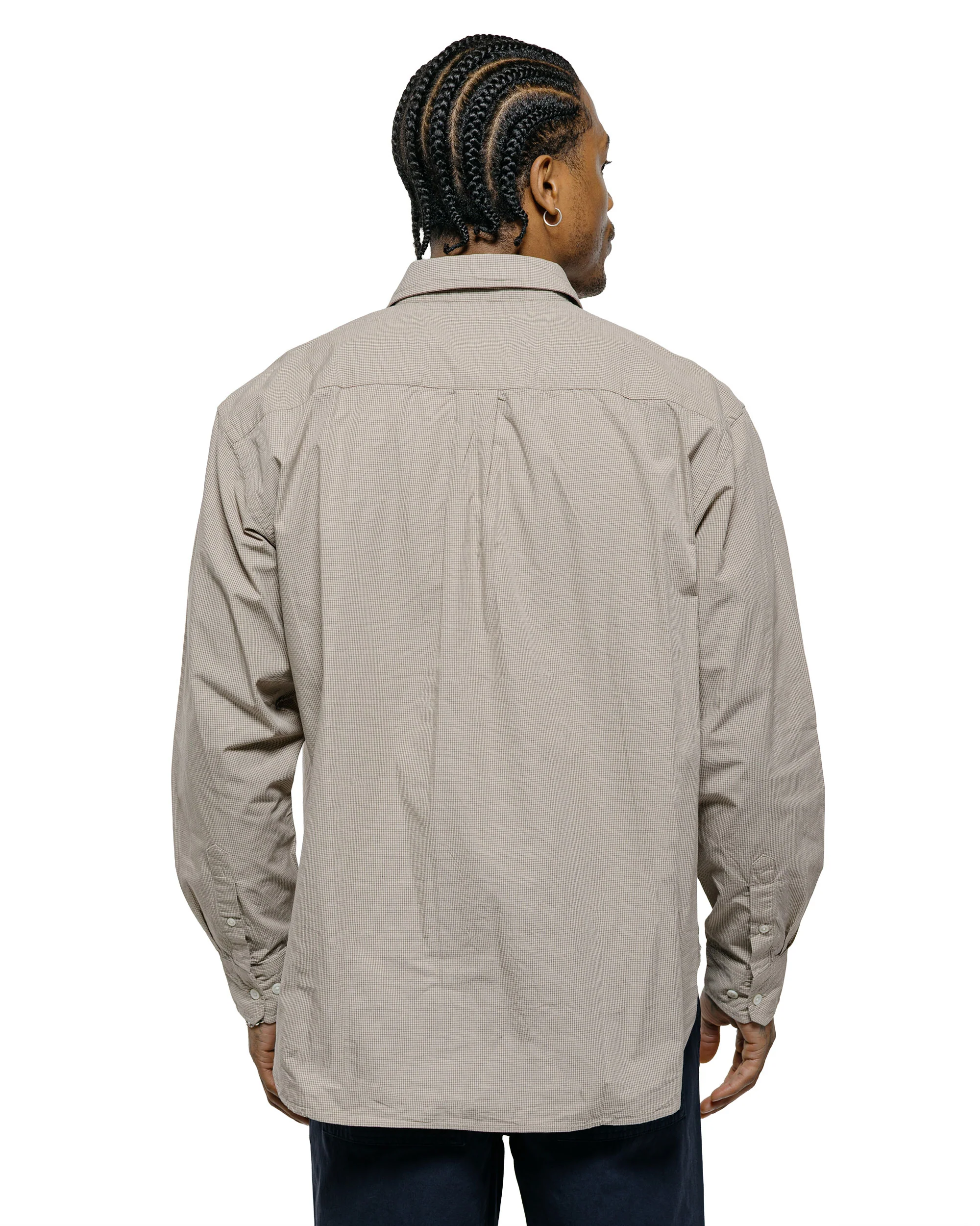 Norse Projects Espevik Oversize Micro Poplin Check Shirt Oatmeal - Image 3