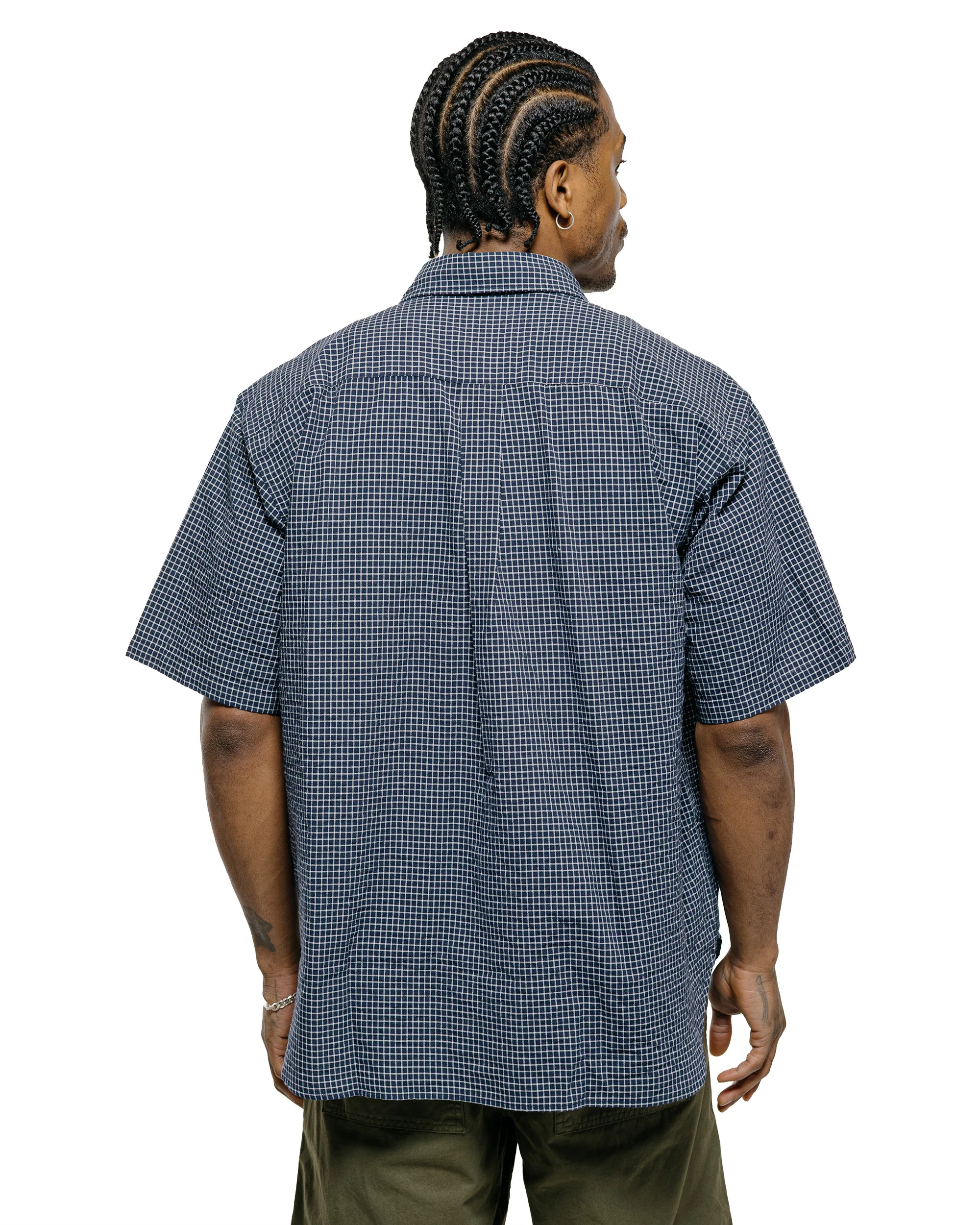 Norse Projects Espevik Oversized Check SS Shirt Dark Navy Check - Image 3