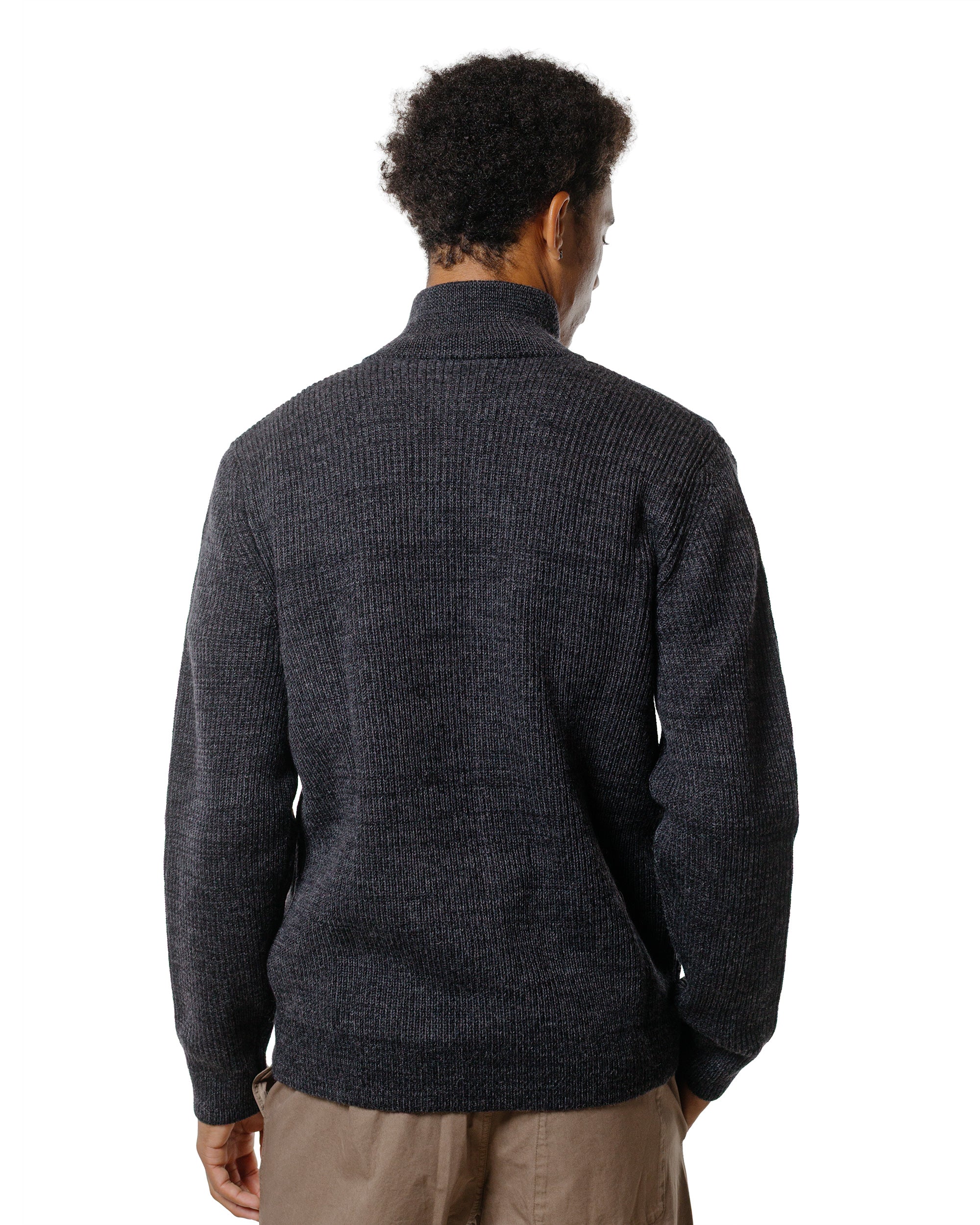 Norse Projects Hagen Wool Cotton Rib Full Zip Jacket Dark Grey Melange - Image 3