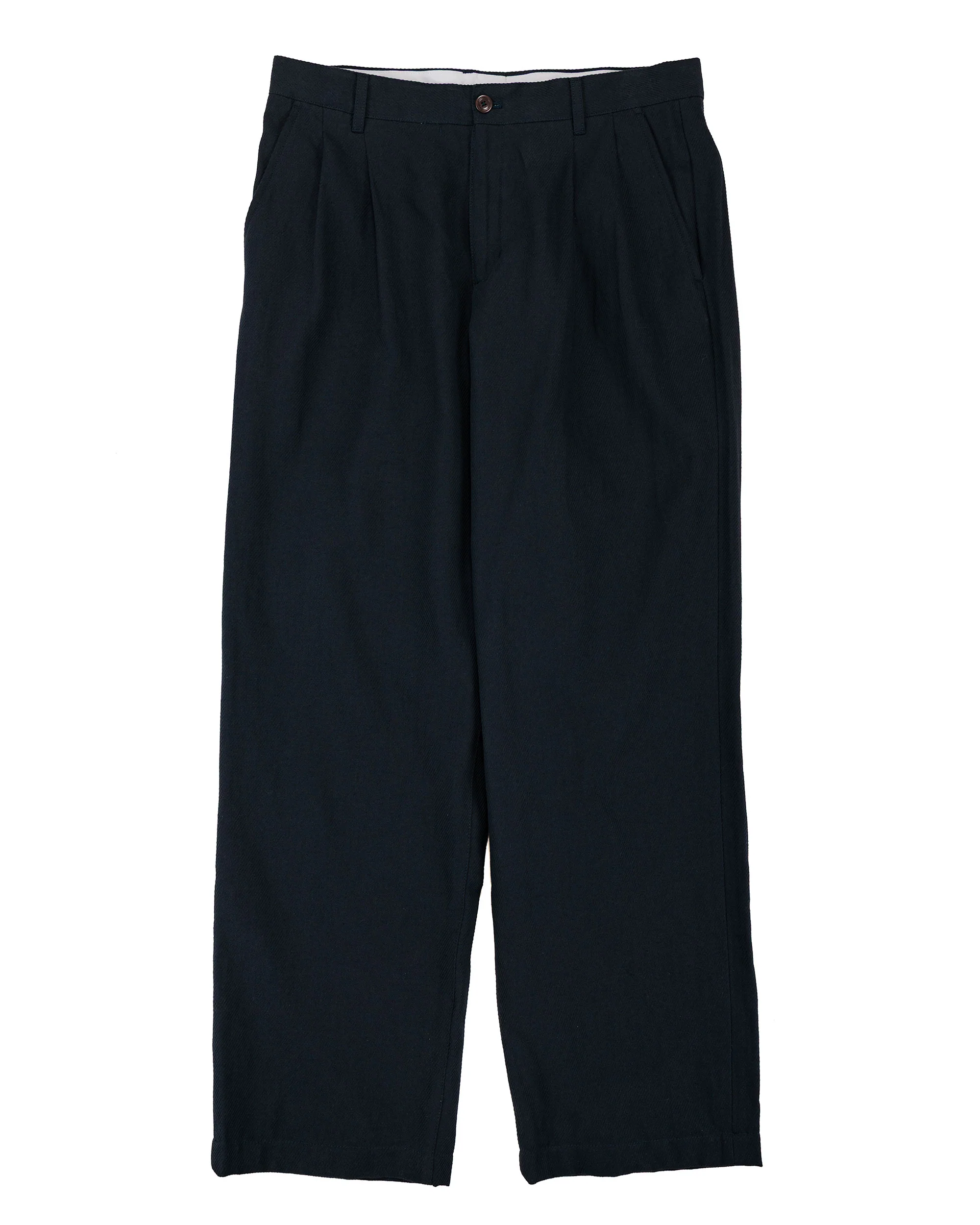 Norse Projects Hestur Relaxed Cotton Linen Twill Pleated Trouser Dark Navy