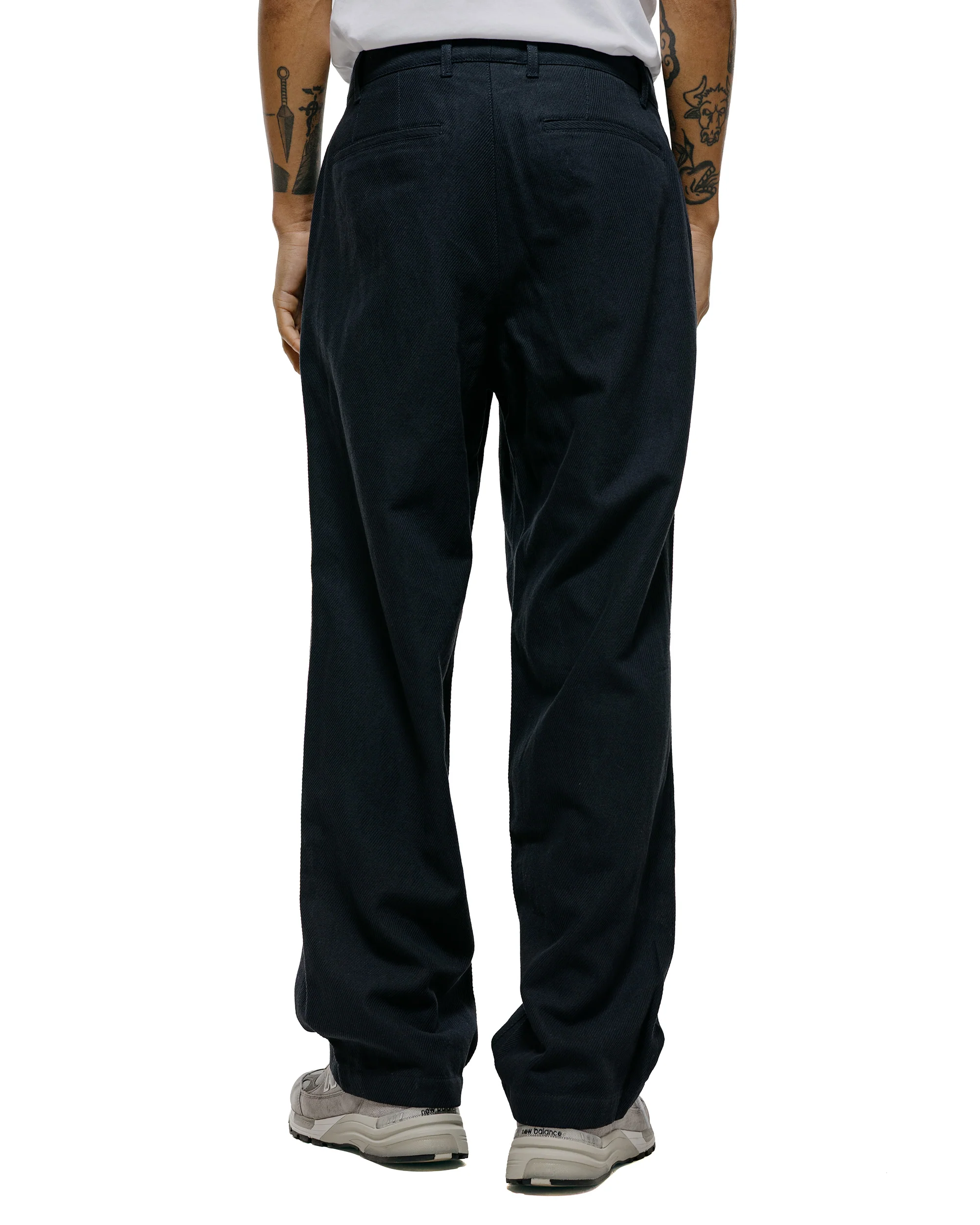 Norse Projects Hestur Relaxed Cotton Linen Twill Pleated Trouser Dark Navy - Image 3