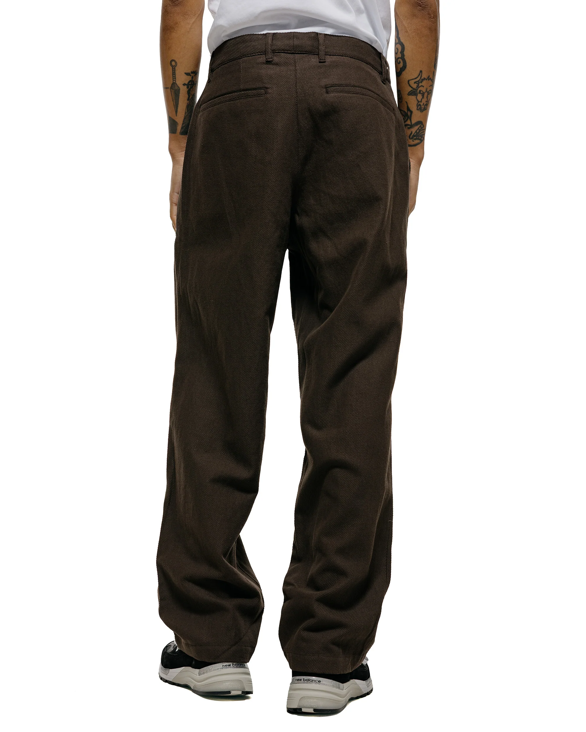 Norse Projects Hestur Relaxed Cotton Linen Twill Pleated Trouser Delicioso Brown - Image 3